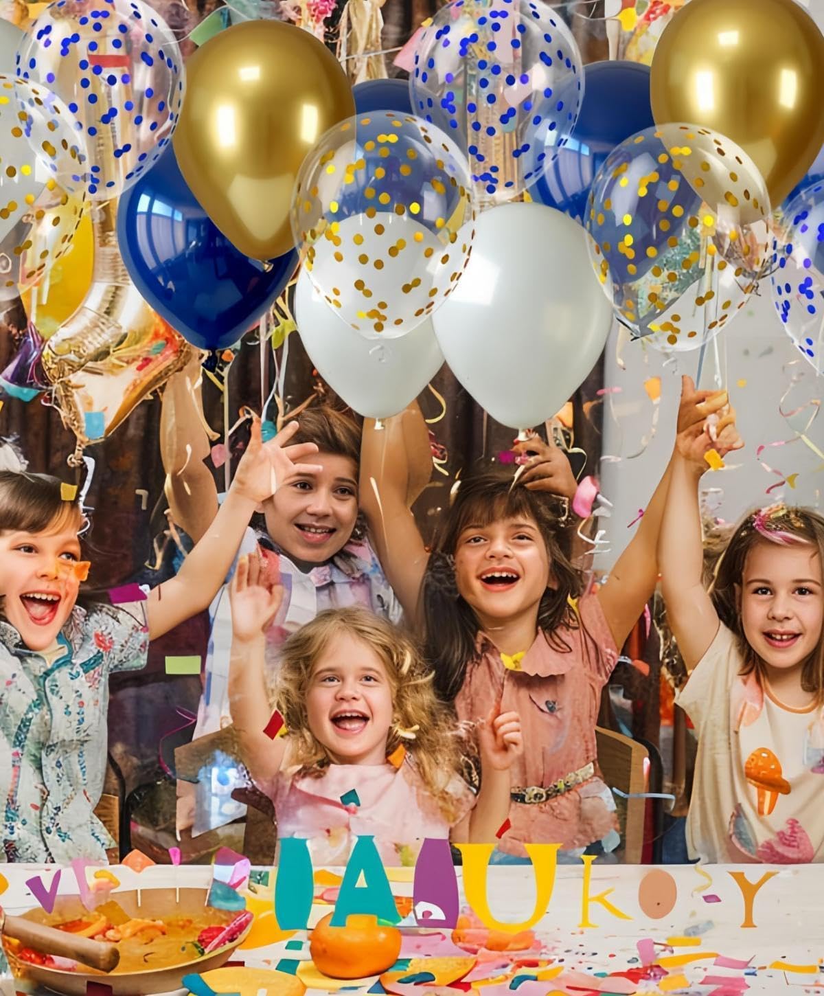 300 Pcs Navy Blue and Gold Confetti Balloons Set Lncludes 12 inch Gold White Navy Blue and Blue
