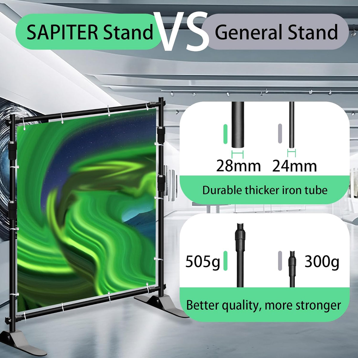 Photo Backdrop Banner Stand Kit, Heavy Duty 10 x 8 FT Adjustable Telescopic Tube Back Drop Display