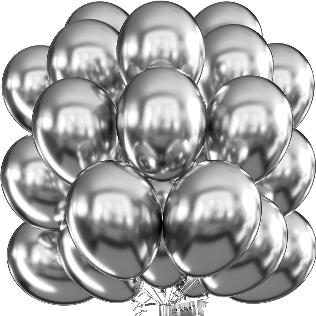 Metallic Silver Balloons, 50 Pcs 12 Inch Silver Chrome Latex Balloons for Balloon Garland or Arch