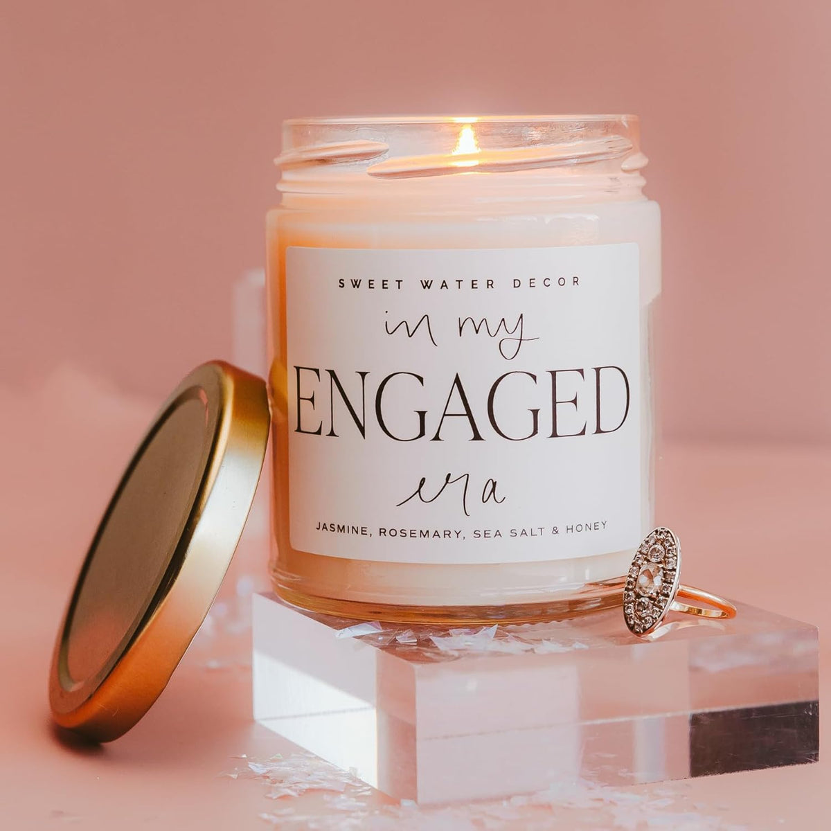 Sweet Water Decor in My Engaged Era Candle - Engagement and Bridal Shower Gifts for Her - 9 oz Soy