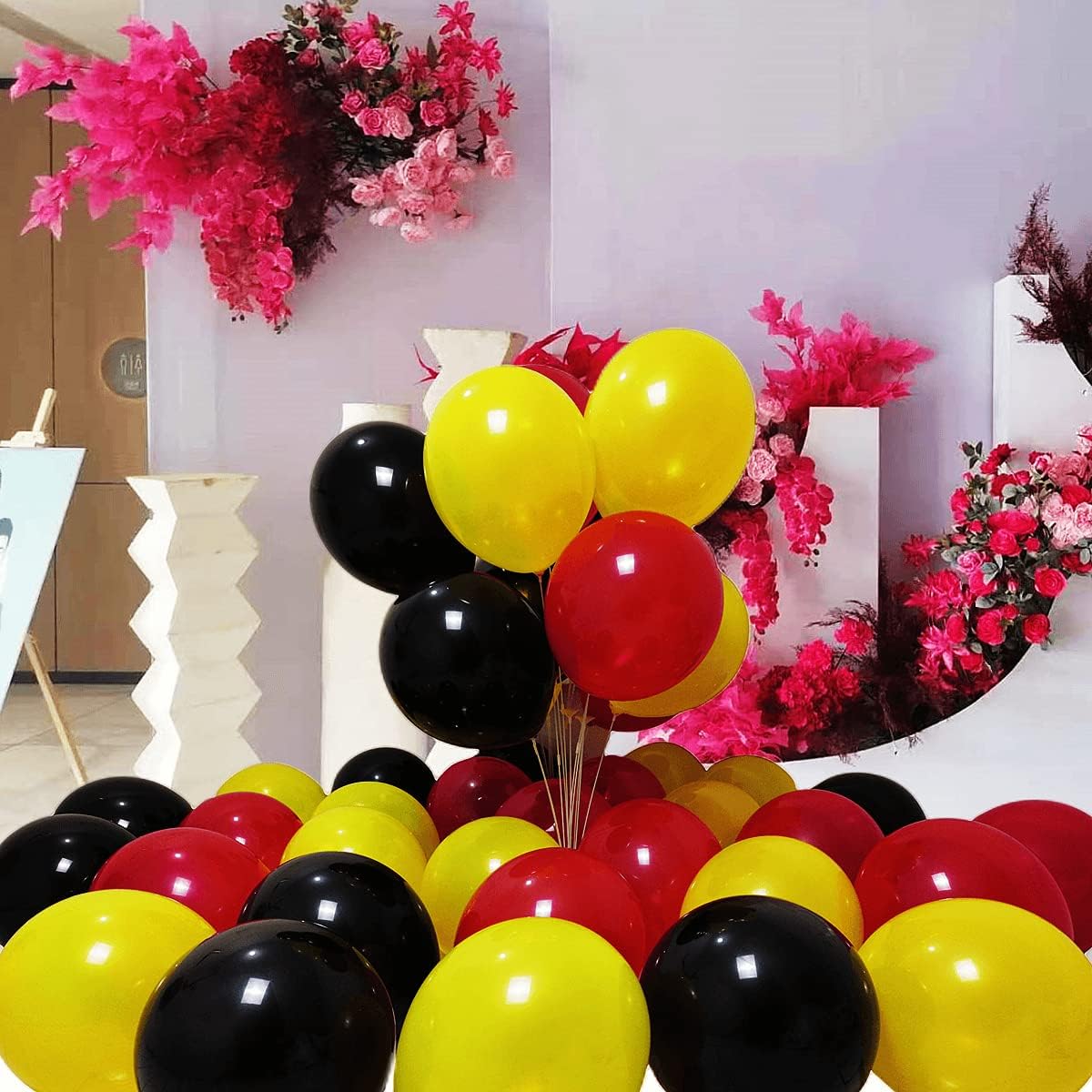 300 Pack Black Red Yellow Balloons 100 of each of the 3 colors 12 inch Black Red and Yellow Latex