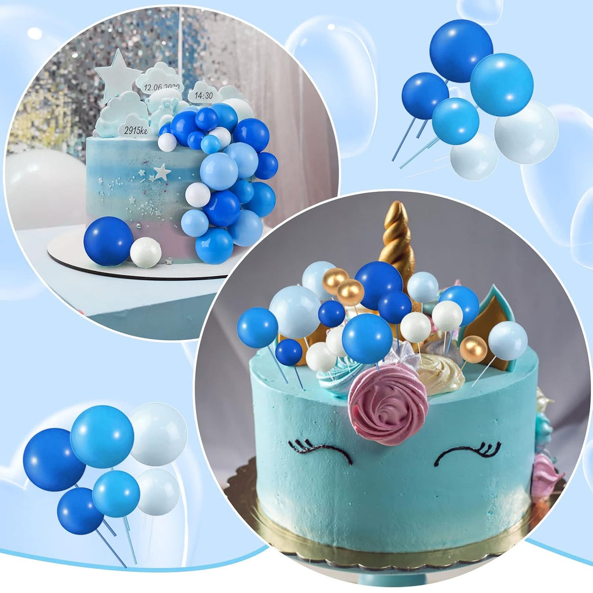 108 Pcs Balls Cake Topper DIY Cupcake Insert Foam Balloons for Cake Baking Wedding Anniversary