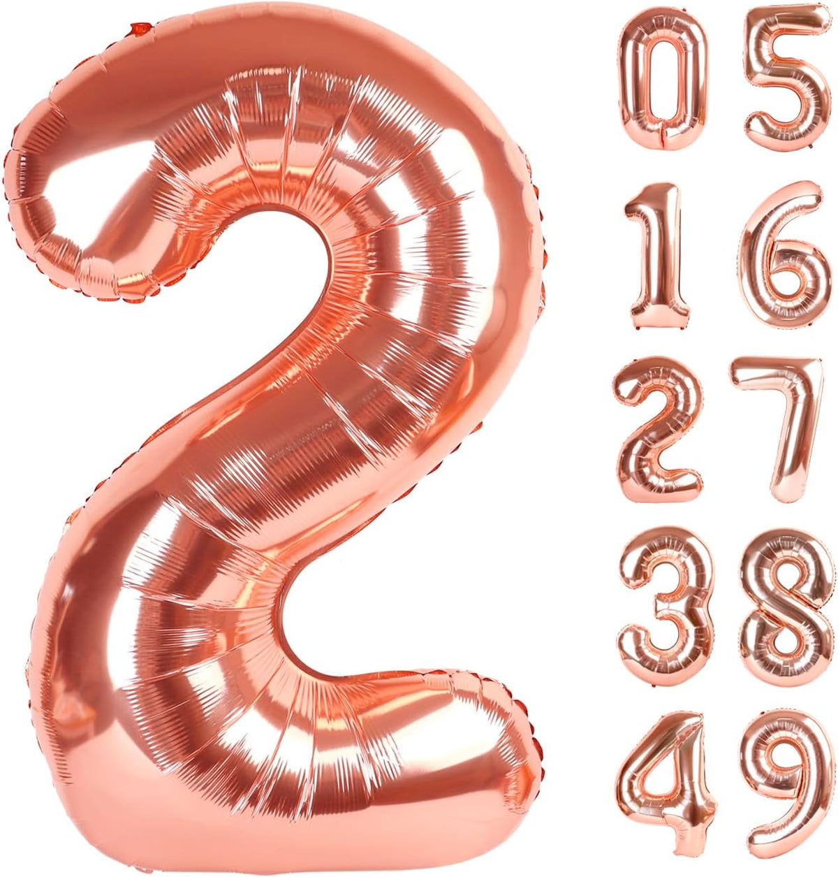 Rose Gold 40 Inch Big Number Balloon Birthday Decoration, Number 2 Helium Balloon 12 20 22 23 24 26
