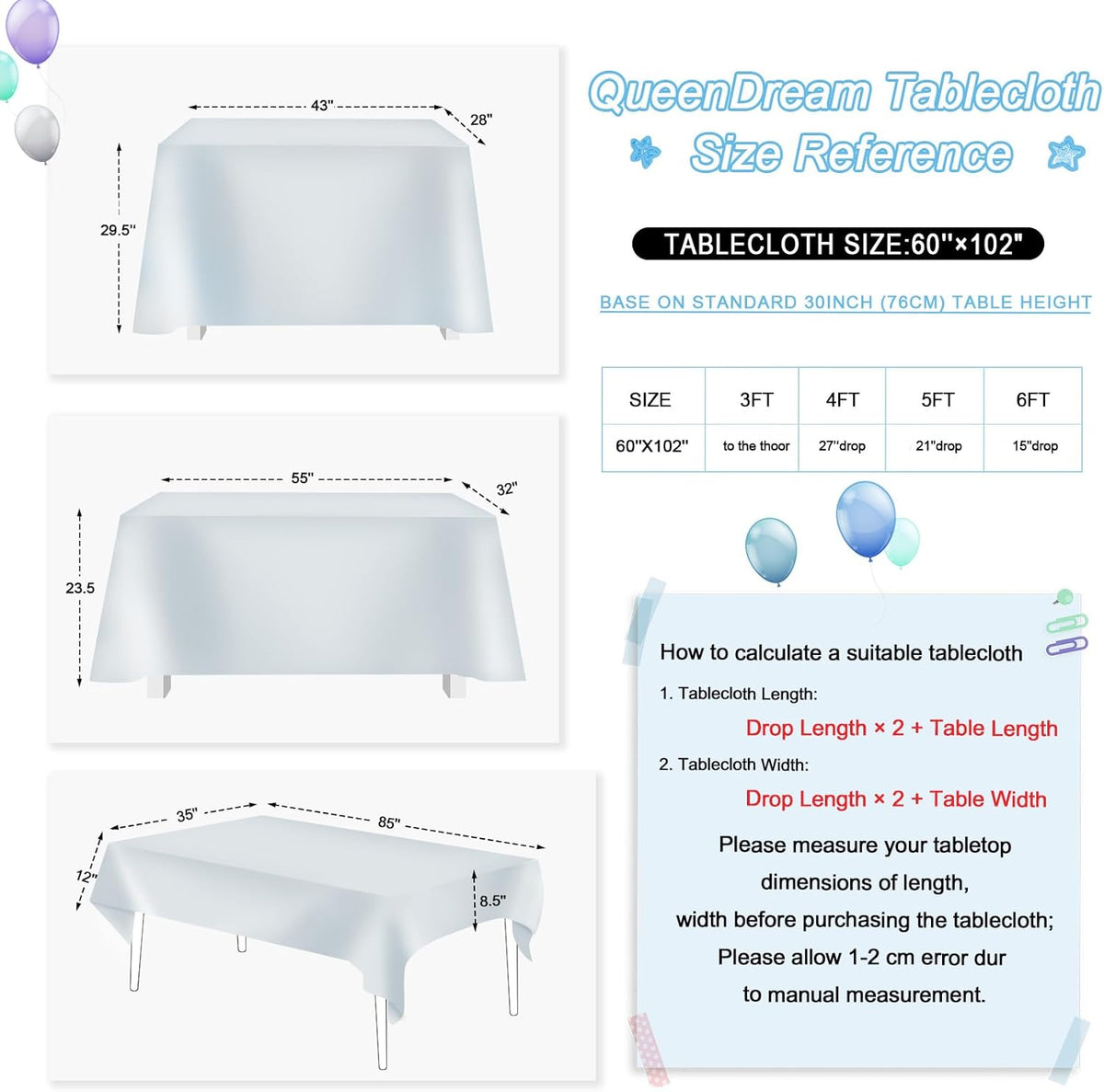 QueenDream Sequin Tablecloth 60x102 Inch Silver Tablecloth Christmas Glitter Tablecloth 6ft for