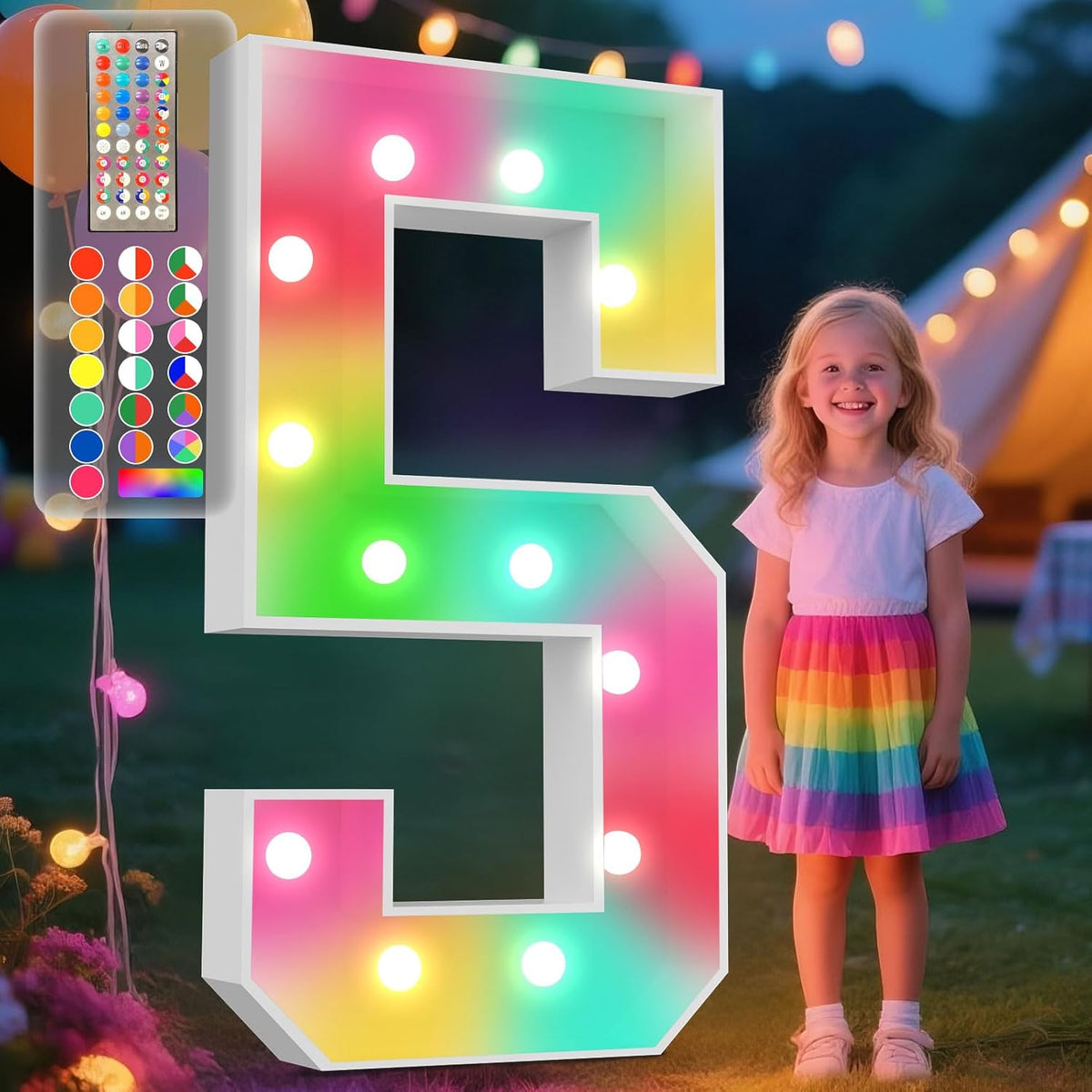 Ledido 4FT Marquee Light Up Numbers, 34 Colors Changing Marquee Numbers 4 Feet Tall with Remote