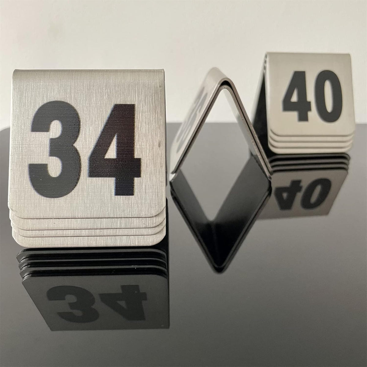 10 Pcs Metal Place Cards Stackable Tent Style Table Numbers，Place Card Holders for Celebration