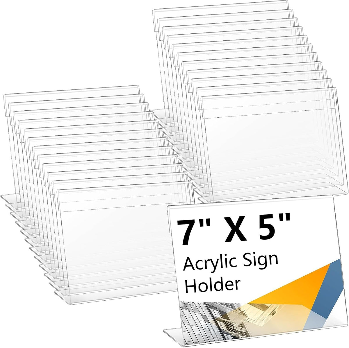 Vicenpal 6 Pcs 7x5 Inch Clear Acrylic Sign Holder Plastic L-shape Vertical Menu Stand, Picture