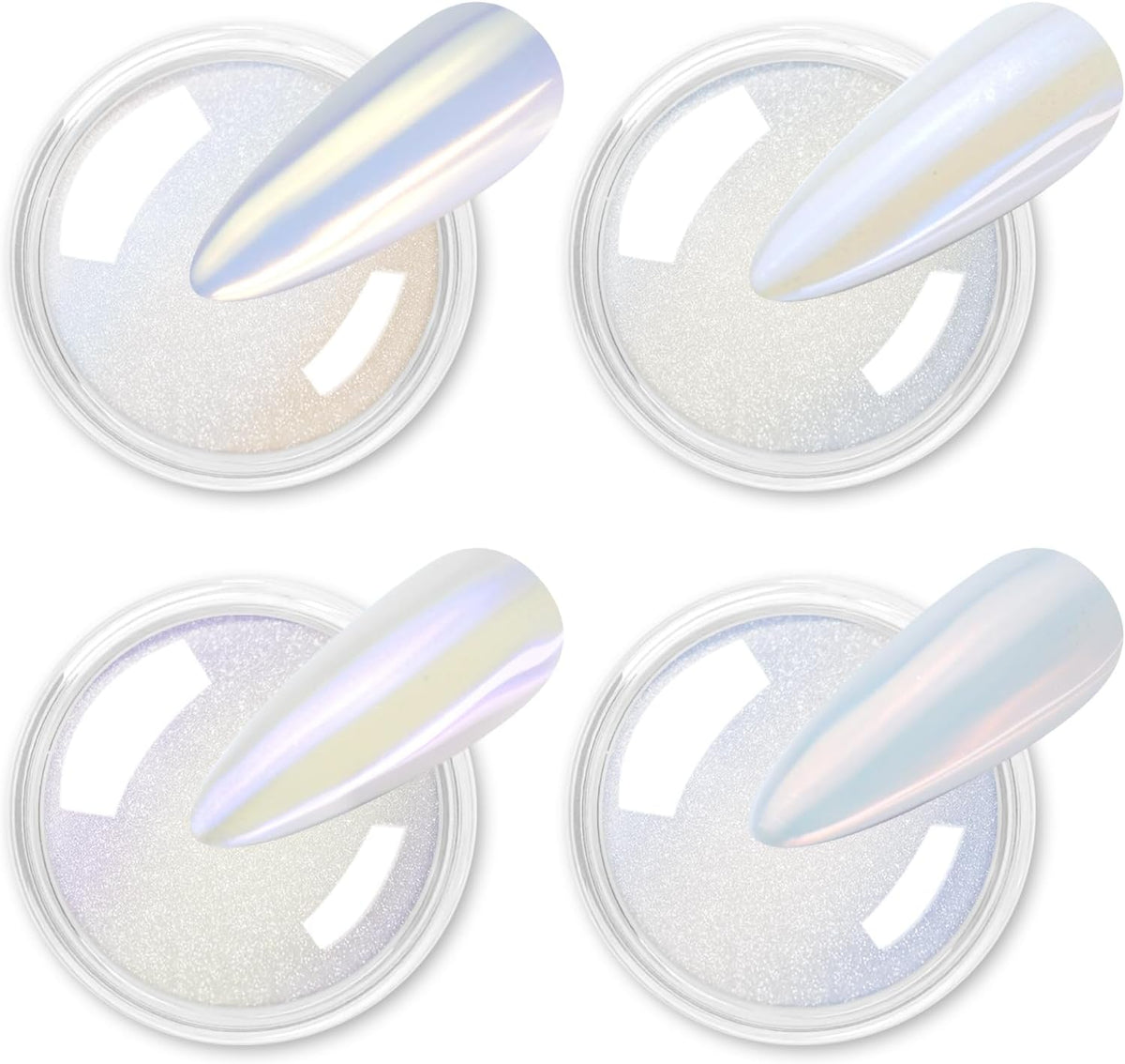 Allstarry Chrome Nail Powder 4 Colors Iridescent Aurora Powder Metallic Mirror Effect Pigment