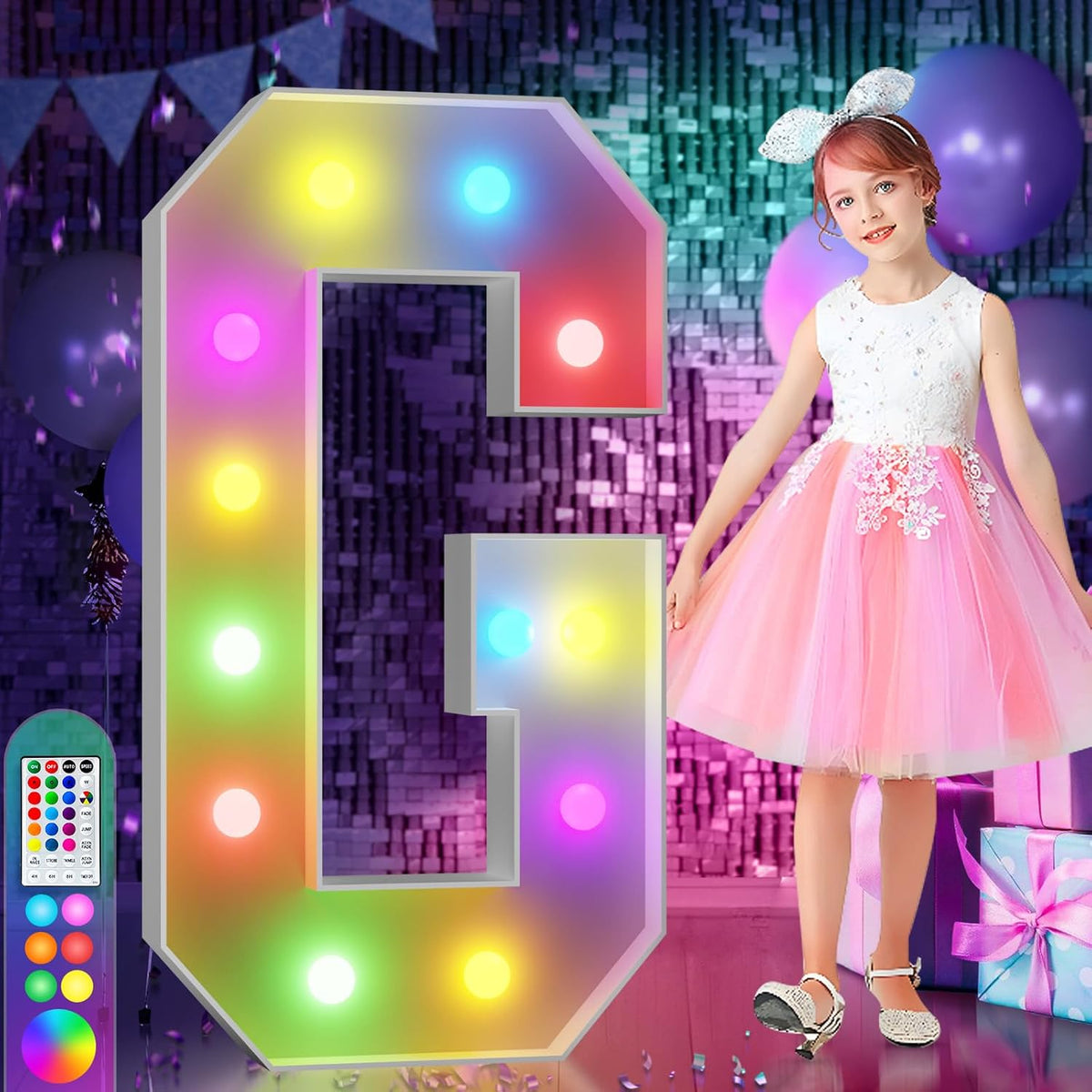 imprsv 4FT Colorful Marquee Light Up Letters G, 18 Colors Large Light up Letters Alphabet Sign with