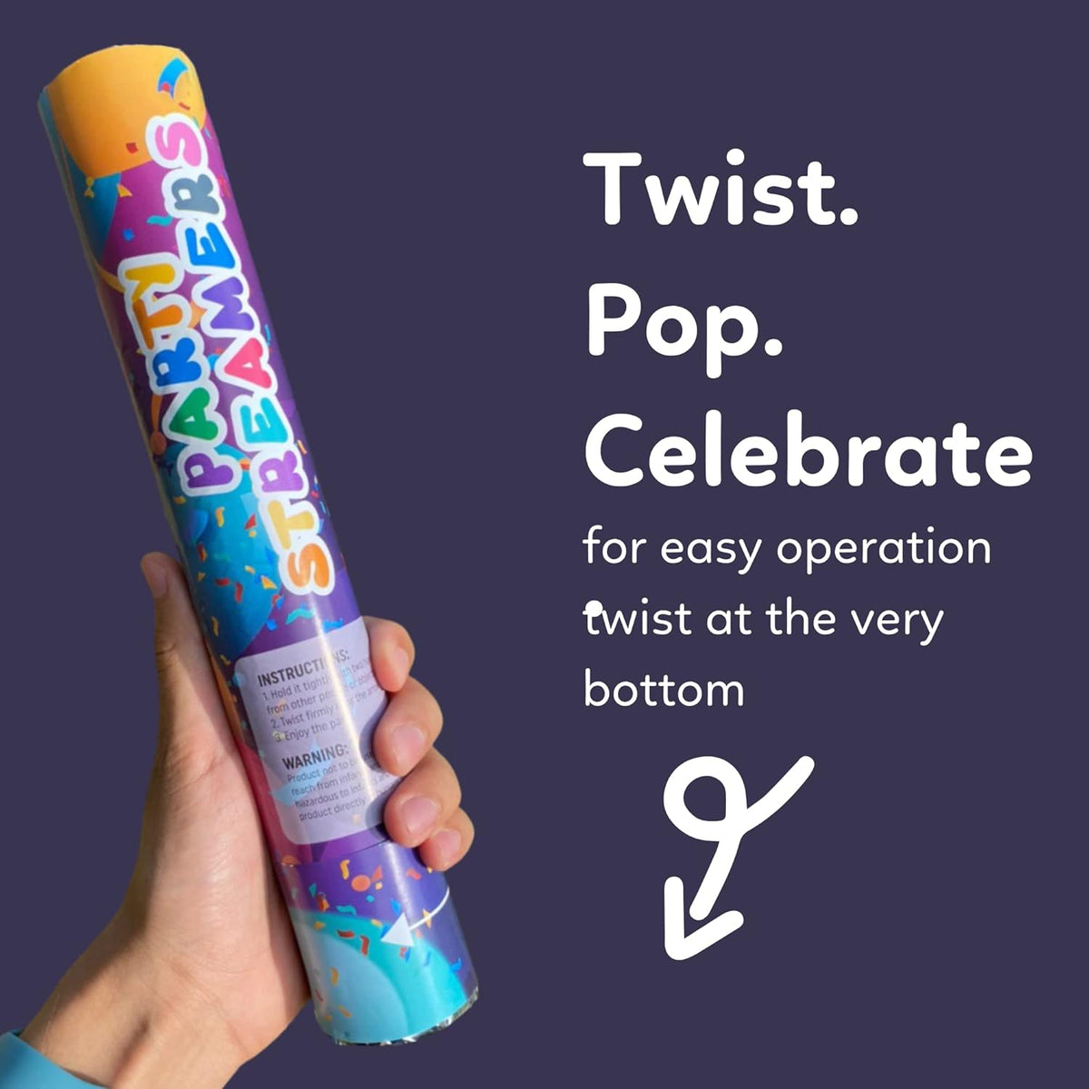 No Mess Streamer Confetti Cannon Party Poppers | 6 Pack | Multicolor Streamers | Glitter Bomb