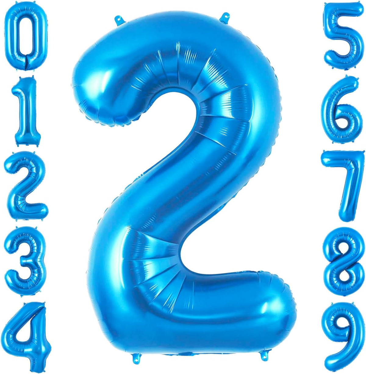 Blue 2 Balloon Number,40 Inch Number 2 Balloon Big Blue 2 Foil Mylar Helium Balloon for Birthday