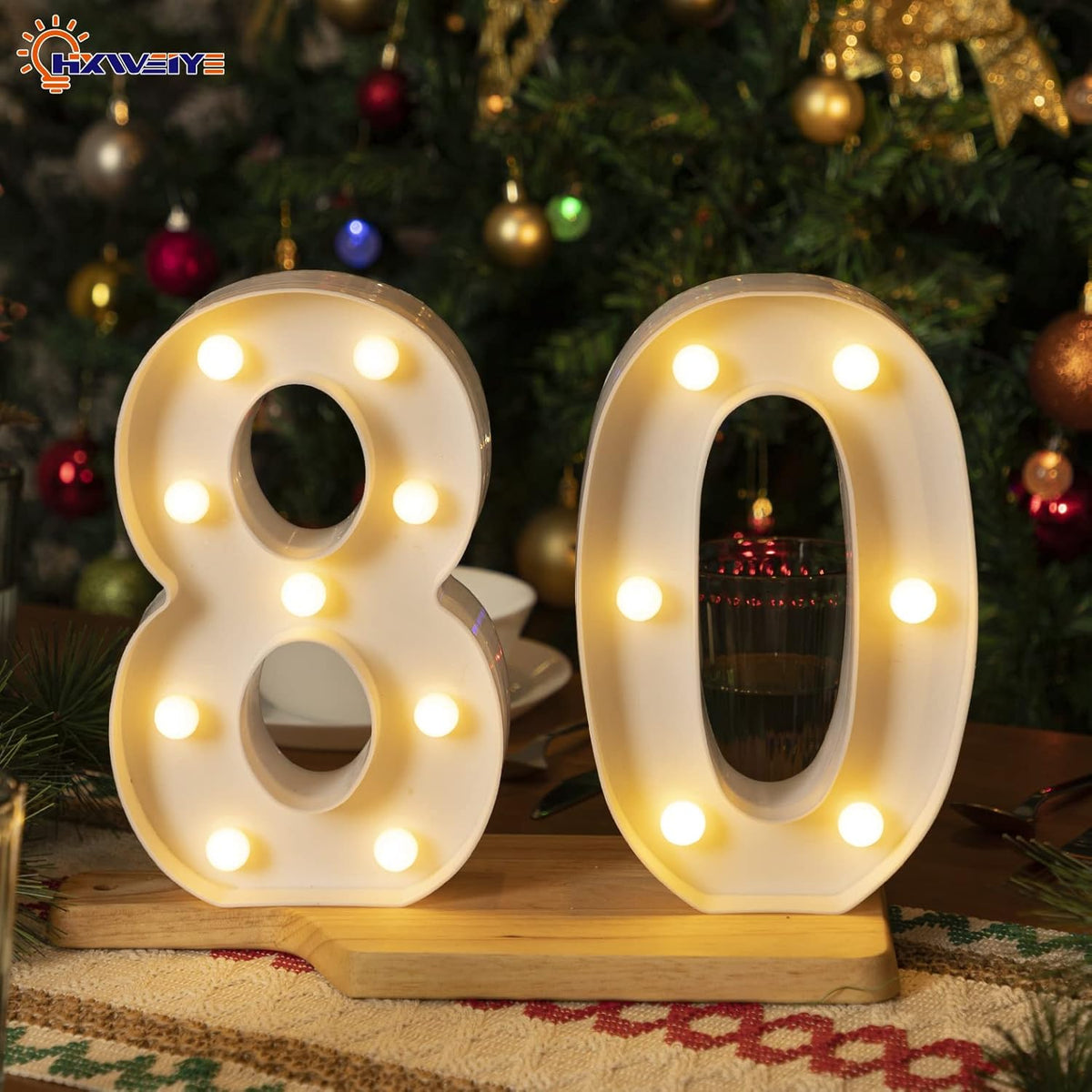 HXWEIYE Light Up Numbers-8, LED Marquee Number Lights Sign 26 Alphabet and 10 Number Big Lights Led