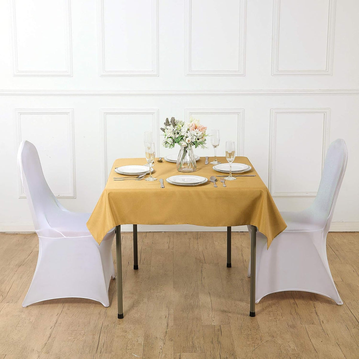 Cupuamon Square Tablecloth 52x52 inch Washable Polyester Fabric Table Cloth for Wedding Party