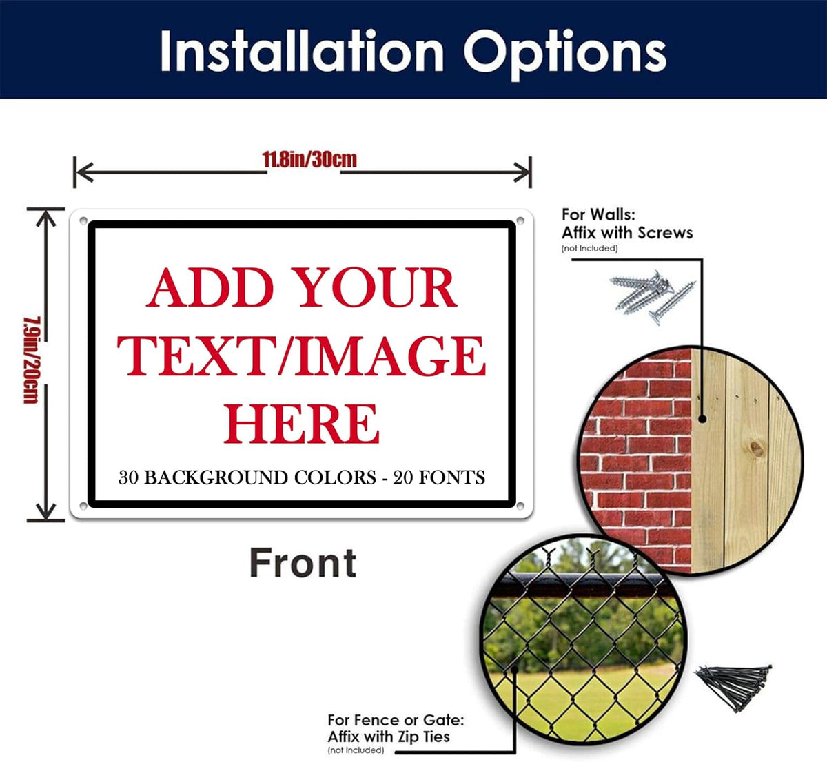 Custom Signs Outdoor Metal Sign - 12 x 8 Personalized Aluminum Rust-Proof Entrance Signs, Garden