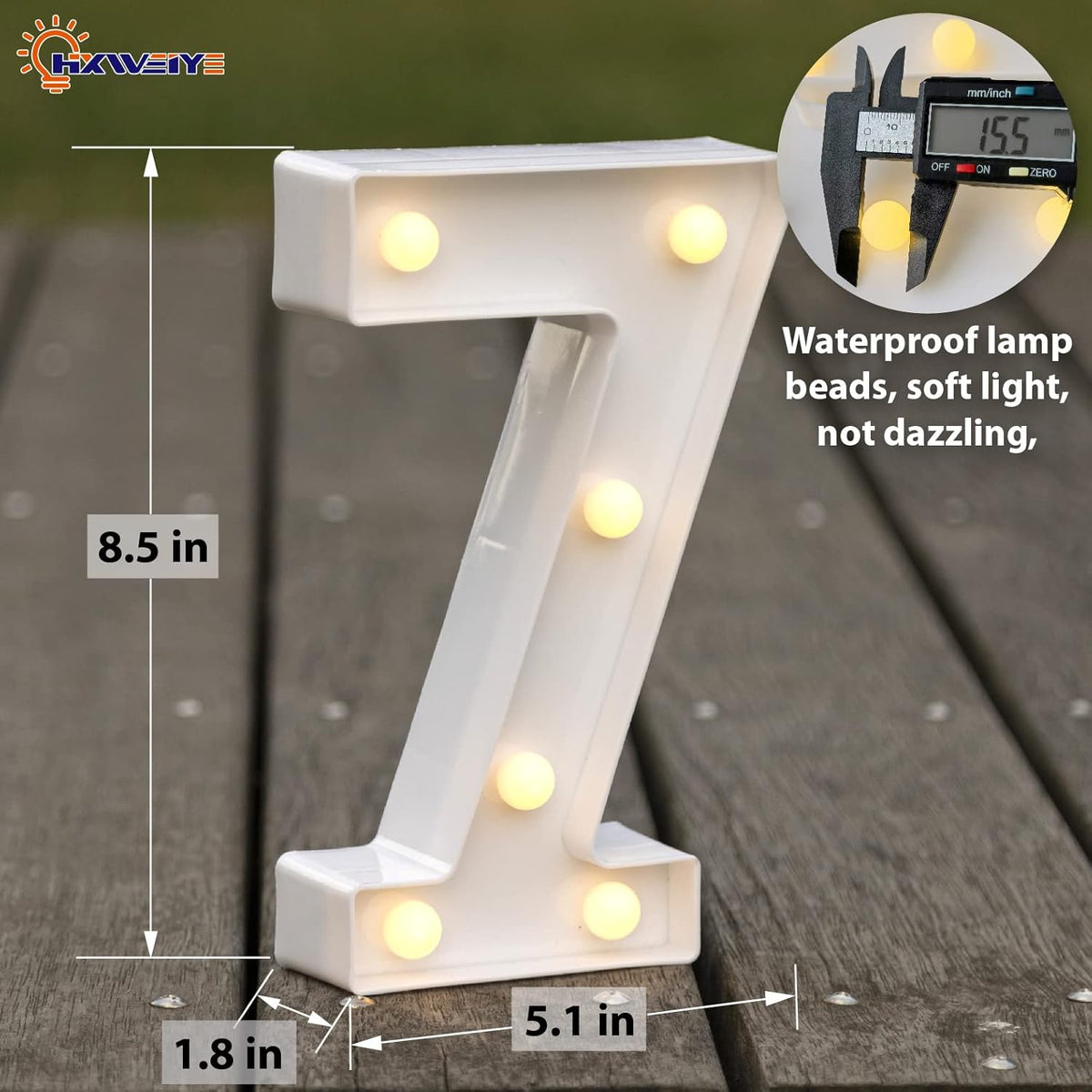 HXWEIYE Marquee Light Up Numbers-7, Led Large Numbers Letters Sign 26 Alphabet and 10 Number for