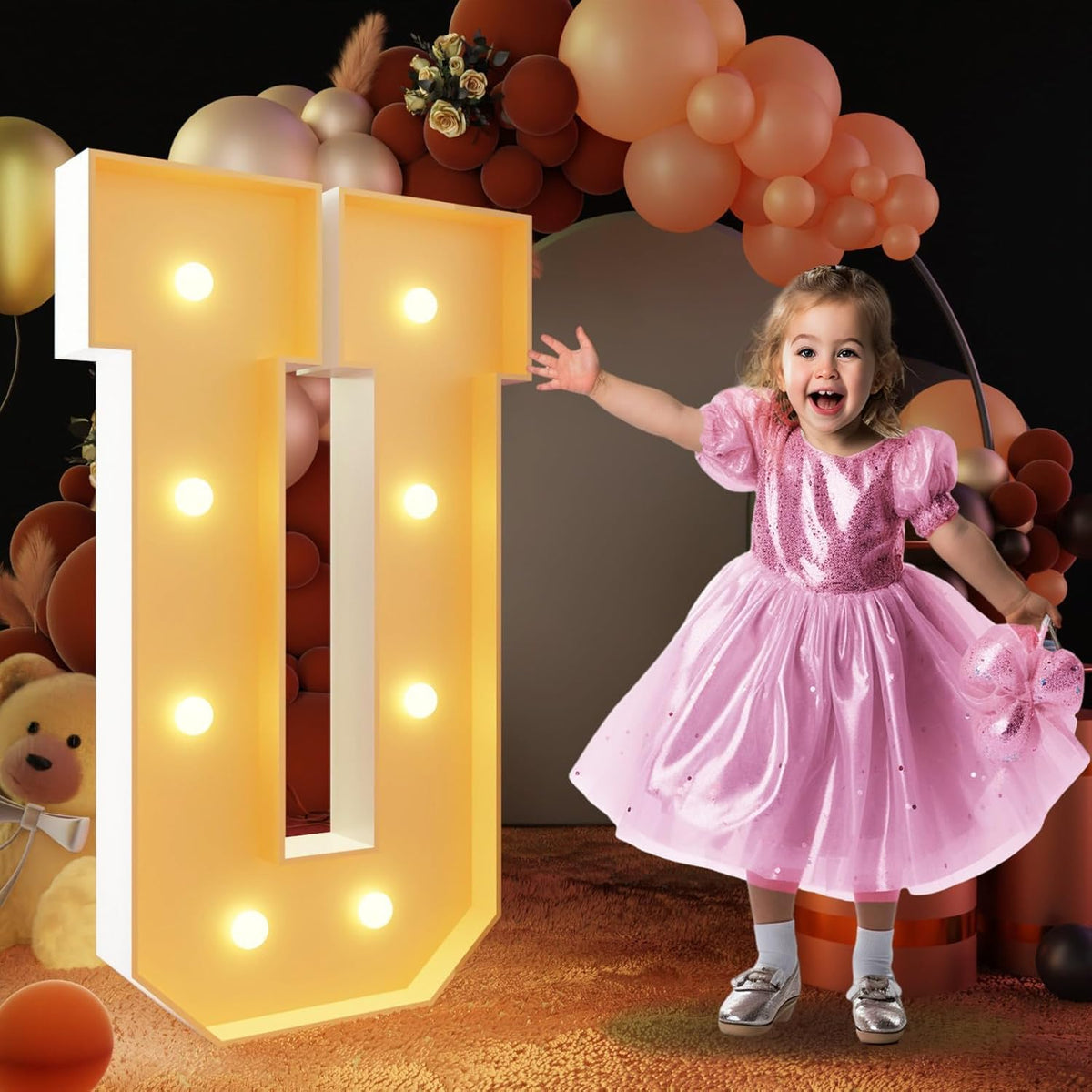 imprsv 3FT Block Marquee Letters Light Up Letters for Birthday Baby Shower Party Backdrop Decor