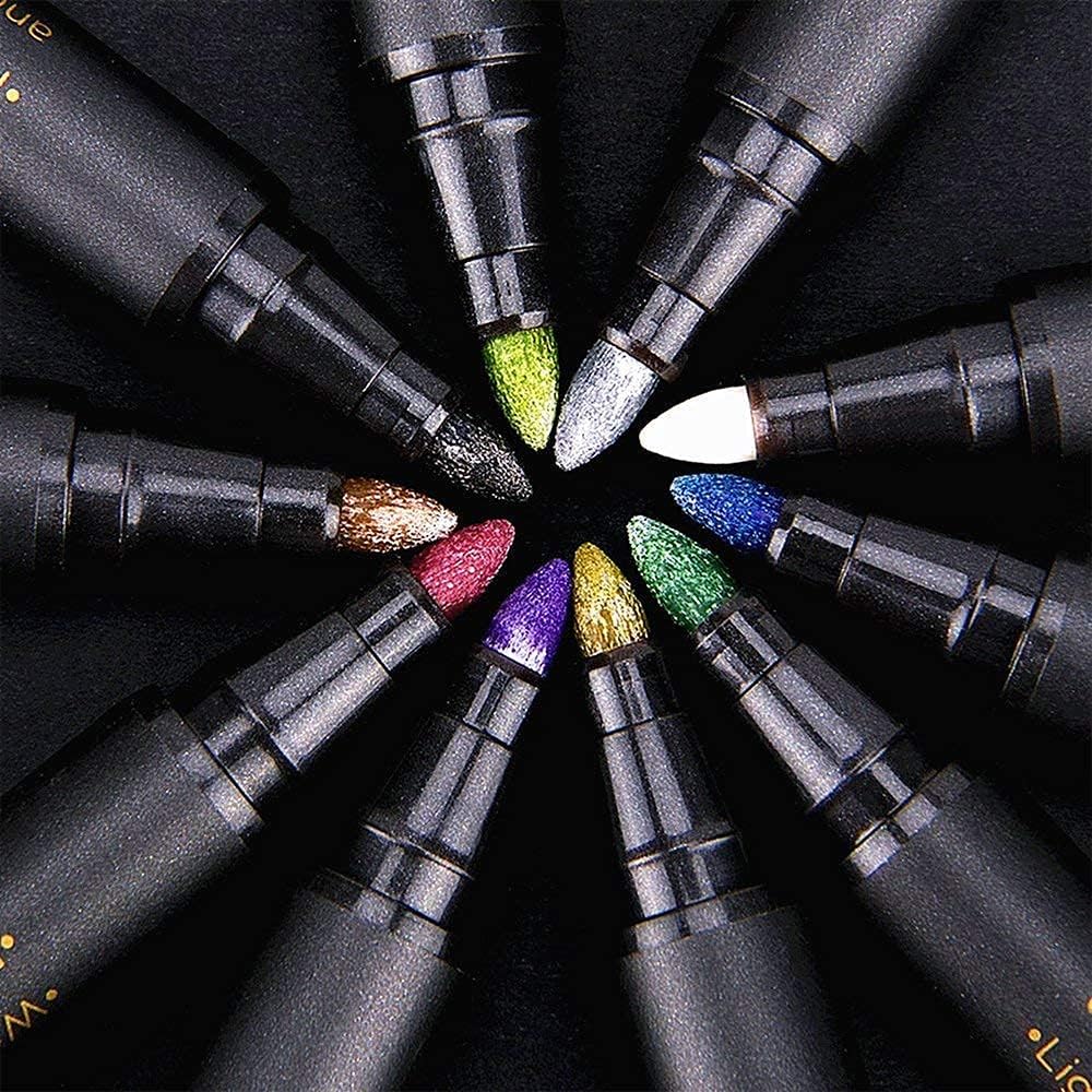 JR.WHITE Metallic Paint Markers, 10 Colors for Rock Painting, Black Paper, Scrapbook, Photo Album