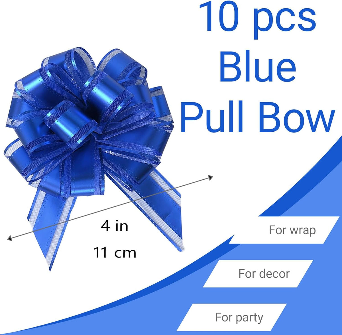 Small Pull Bows, 10 PCS 4 Inch Navy Blue Gift Bows for Wrapping,Basket, Wedding,Birthday