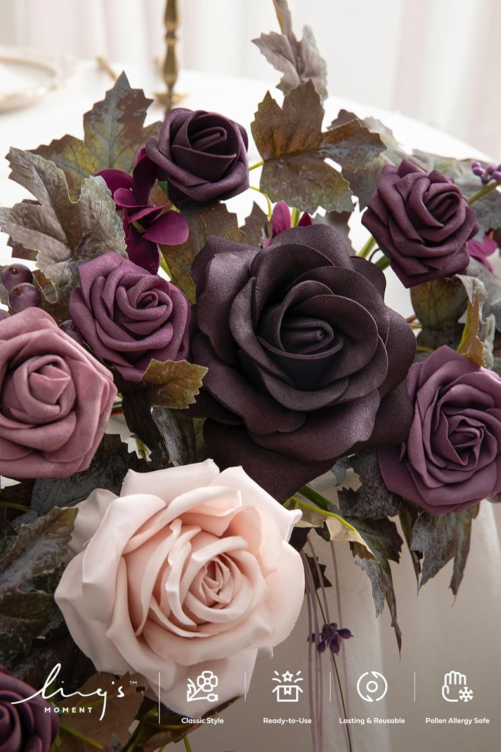 Ling's Moment 9FT Flower Garland for Backdrop Decorations - Wedding Arch Flowers, Eucalyptus &