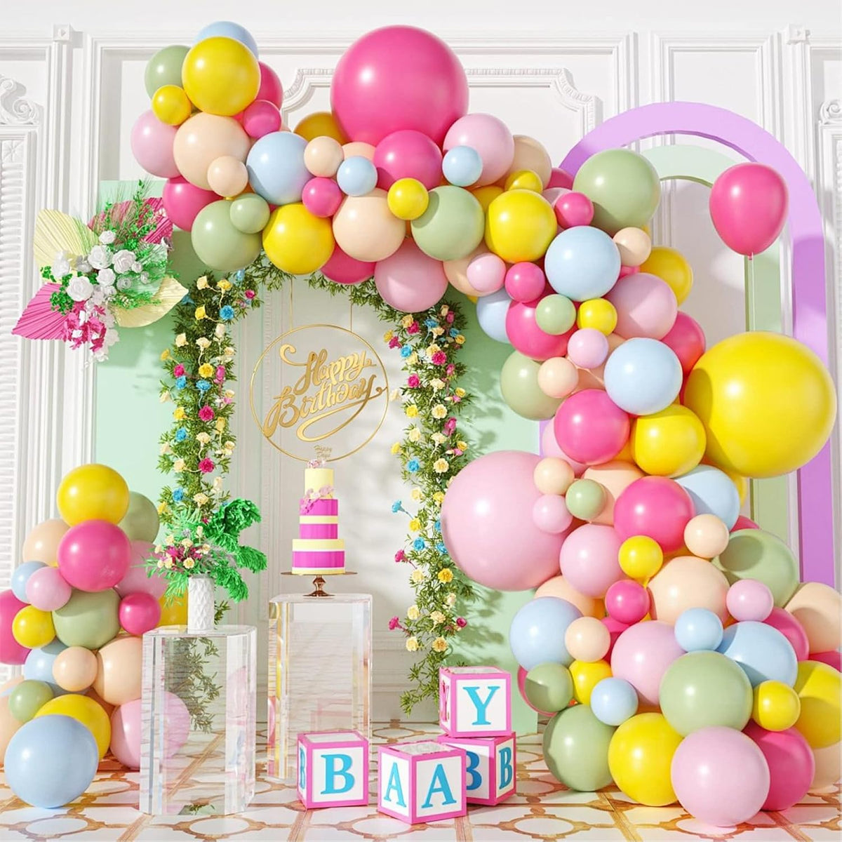 Balloon Arch Kit - Bendable 8.2FT & 6FT Balloon Arch Stand with Base and Manual Pump, Versatile