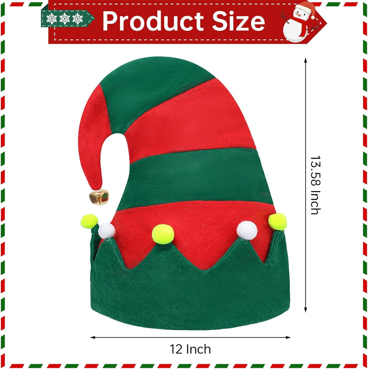 Felt Elf Christmas Hats, Unisex Elf Santa Hats for Adults, Soft Felt Thickened Santa Hat for