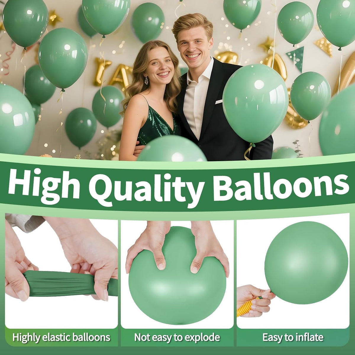 KAWKALSH Sage Green Balloon 12 Inch, 110pcs Latex Party Balloons Helium Bright Color for Birthday