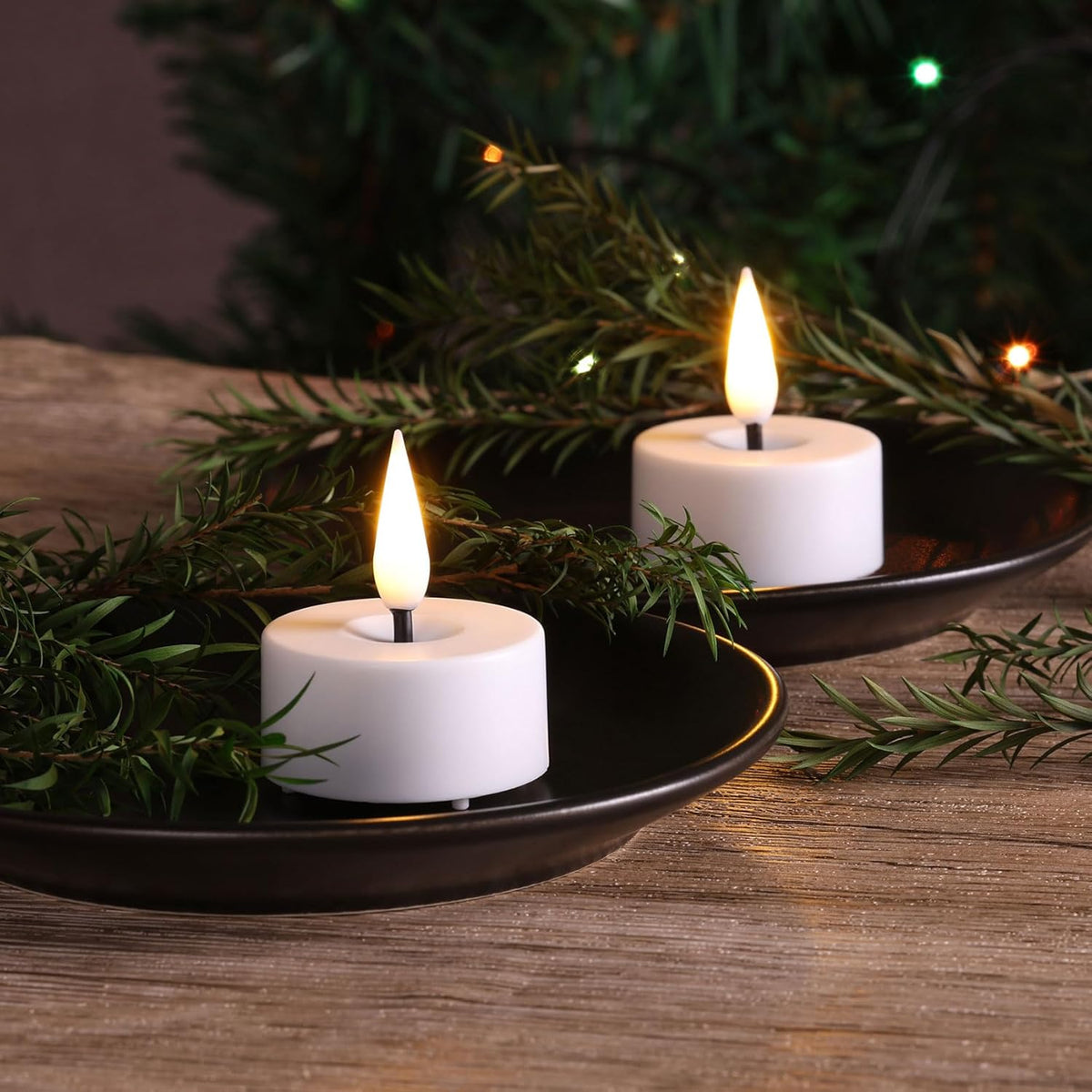 Eywamage White LED Tealights with Remote Batteries, Flickering Flameless Tea Lights Electric Votive