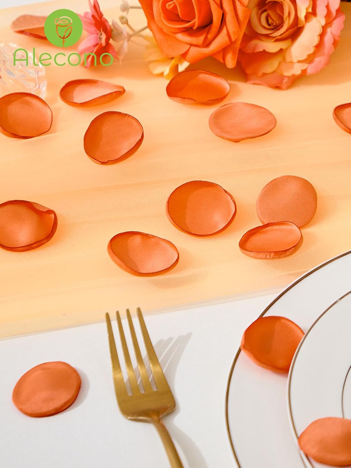 Alecono 𝟰𝟬𝟬𝙋𝙘𝙨 Silk Rose Petals, Faux Orange Flower Petals for Wedding Proposal Flower Girl