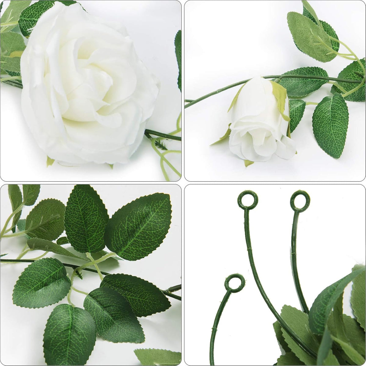 U'Artlines 3 Pack Artificial White Rose Vines Floral Garlands Total 19.5 Ft Fake Vine Silk Flower