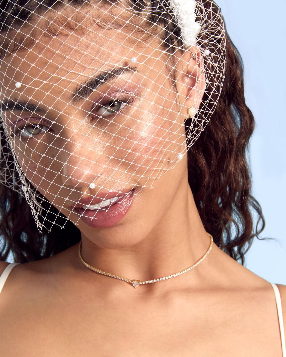 xo, Fetti Pearl Beaded Bridal Headband + Birdcage Veil | Bachelorette Party Hairpiece, Bridal