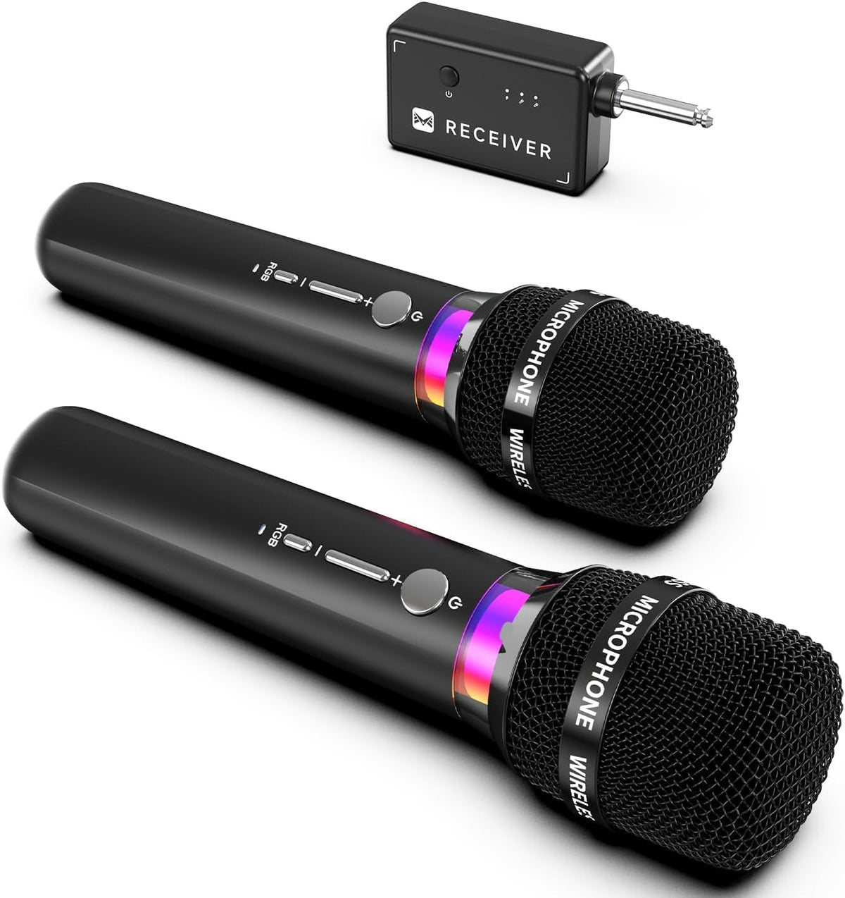 Wireless Microphone, Rechargeable Wireless Microphones with One-to-One Chip Connection and LED