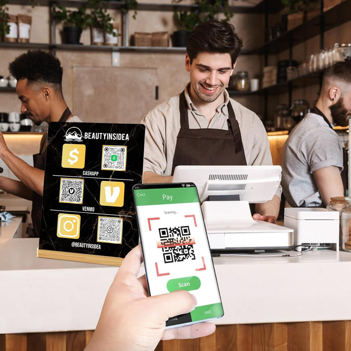 Personalized Custom Metal QR Code Sign Venmo Cashapp Scan to Pay with Stand Instagram Facebook