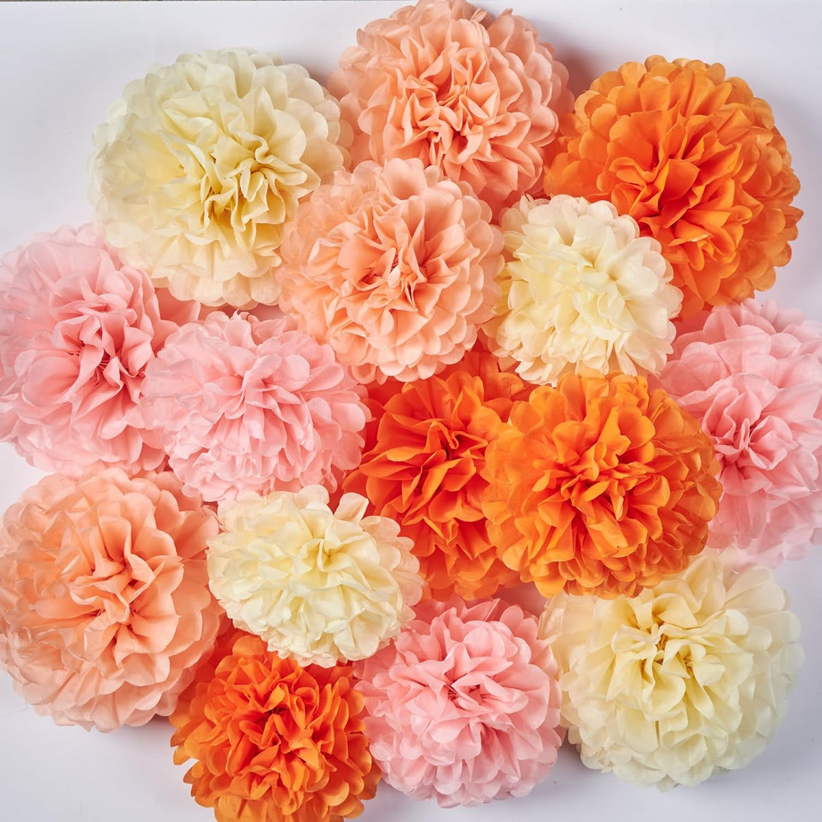 15Pcs Tissue Pom Poms Pink Orange Paper Flowers Hanging Decorations Orange Pink Flower Ball for