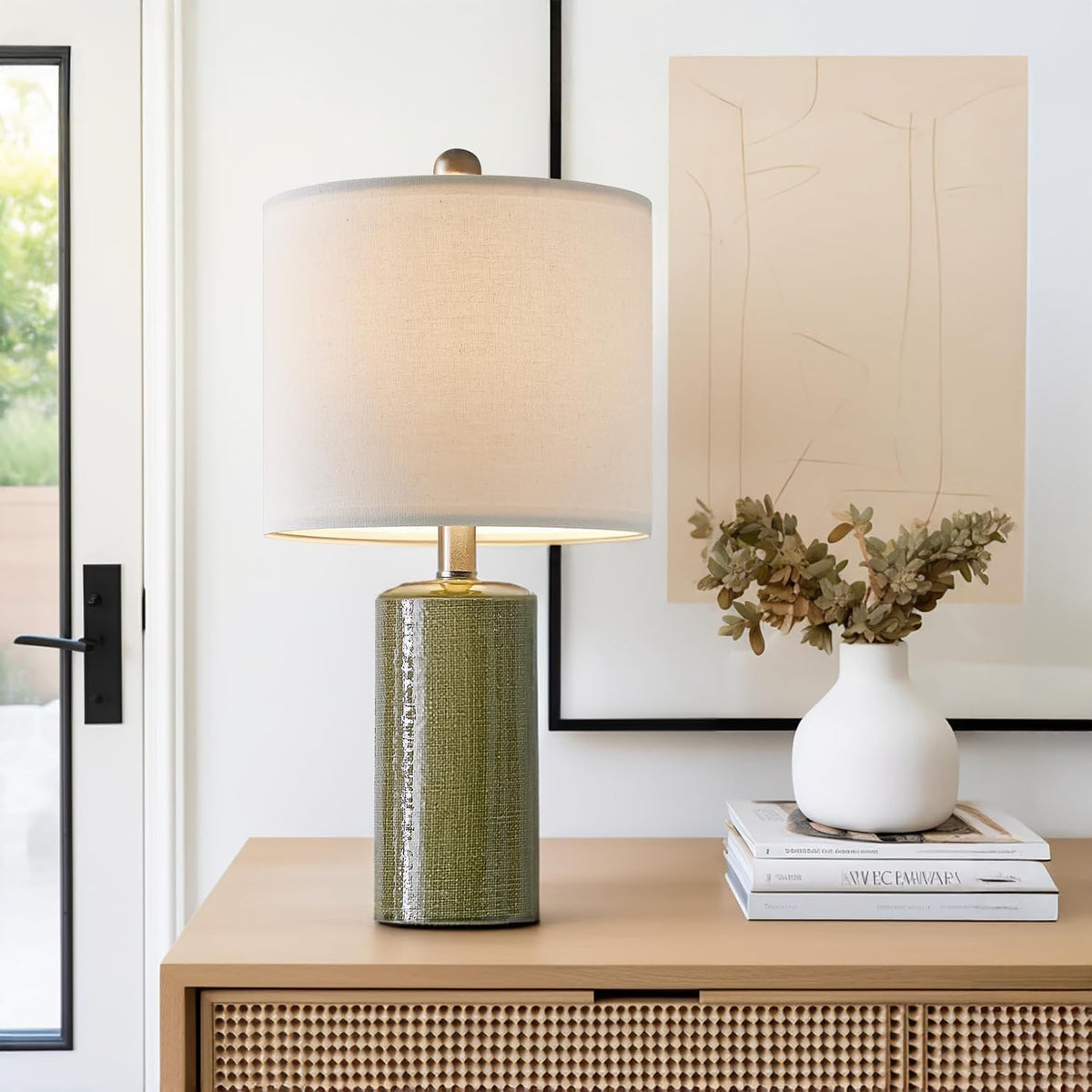 20.25" Small Table Lamps Set of 2 Modern Ceramic Lamps for Living Room Farmhouse Bedside Lamps Boho