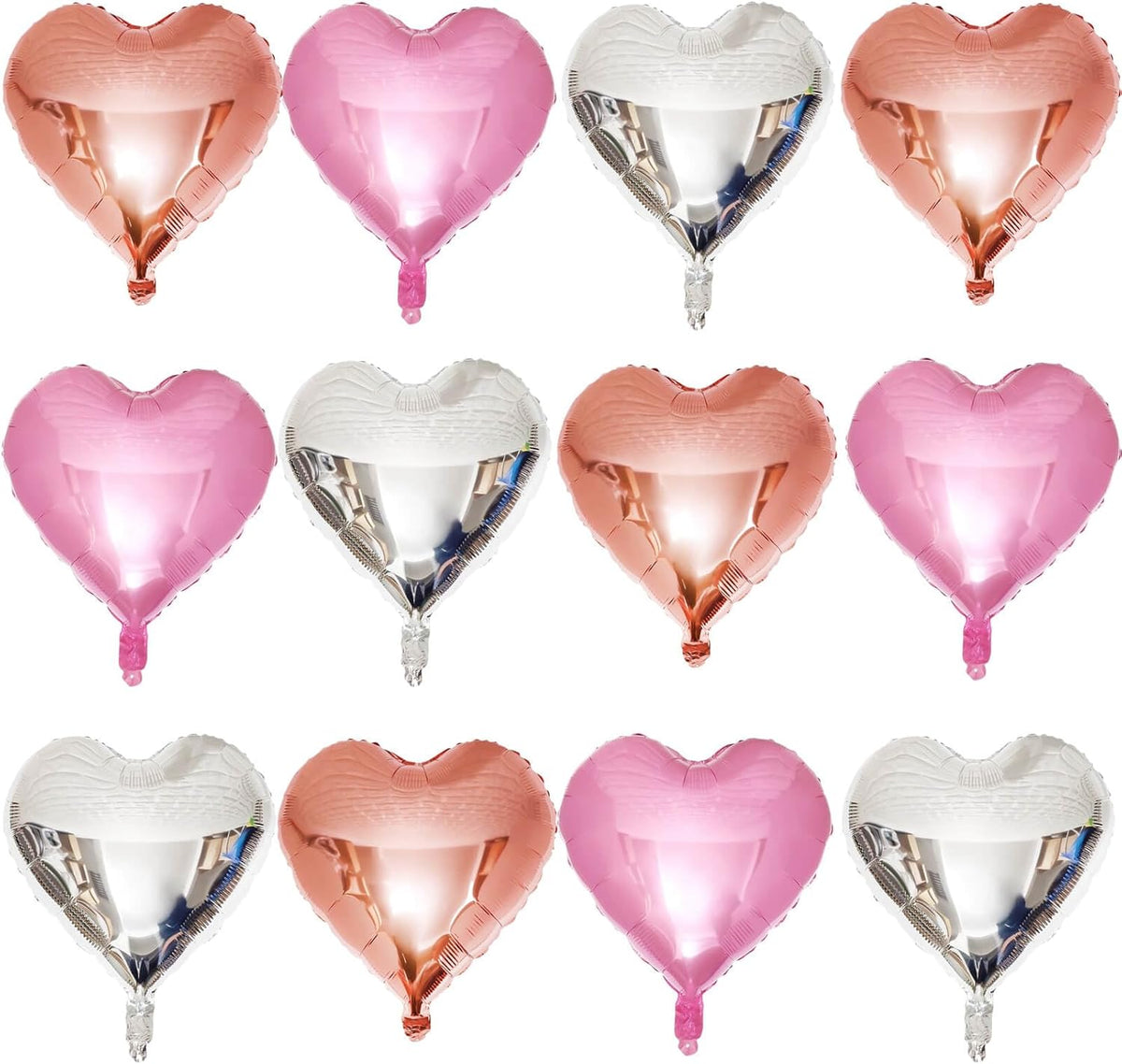 Rose Gold Heart Shaped balloons Pack of 12,18 Inch Silver Love Valentine Balloons Pink Heart
