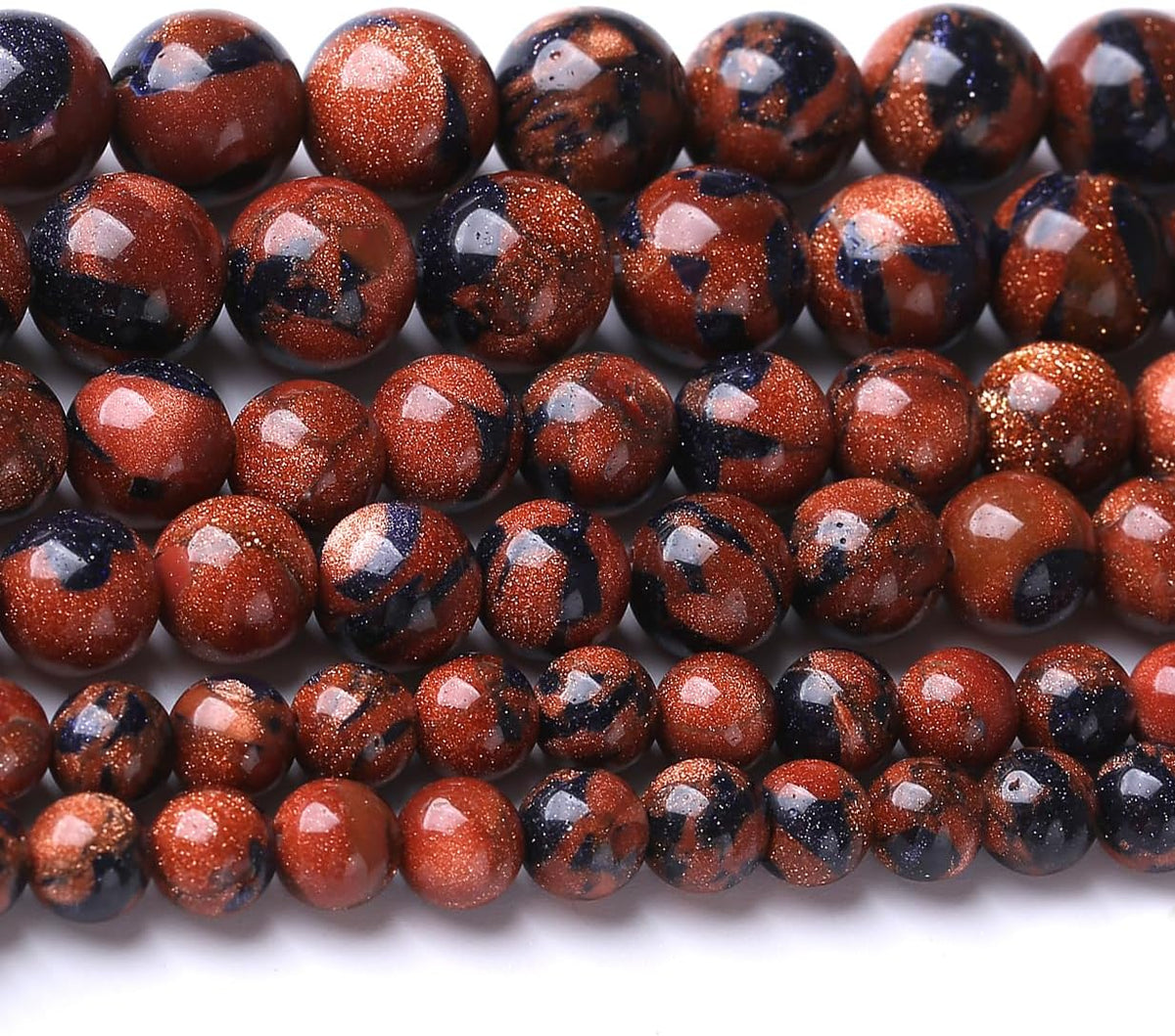 Galaxy Blue Gold Sand 10MM Stone Beads for Jewelry Making DIY Craft Gemstone Beads Kit (10mm