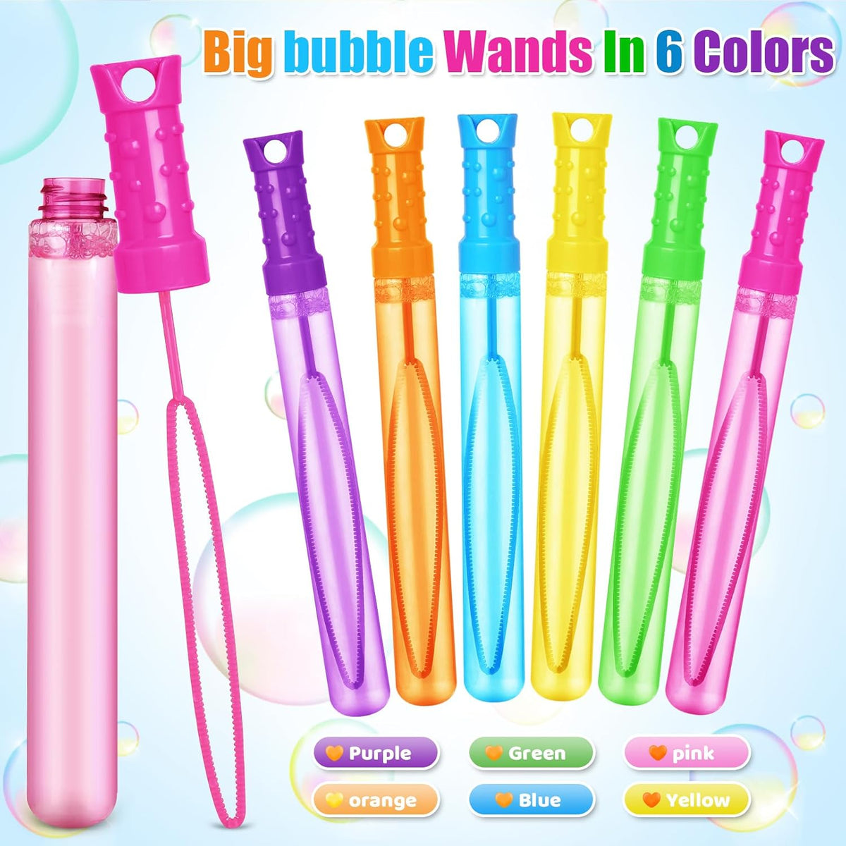 Bubble Wand, 72 Pcs Bubble Wands Bulk in 6 Colors, Bubble Party Favors for Kids, Summer Toys