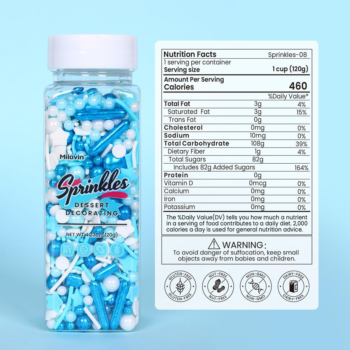 Blue Sprinkles for Cake Decorating, Galaxy Blue Sprinkles Mix, Metallic Sprinkle Mix for Cupcakes