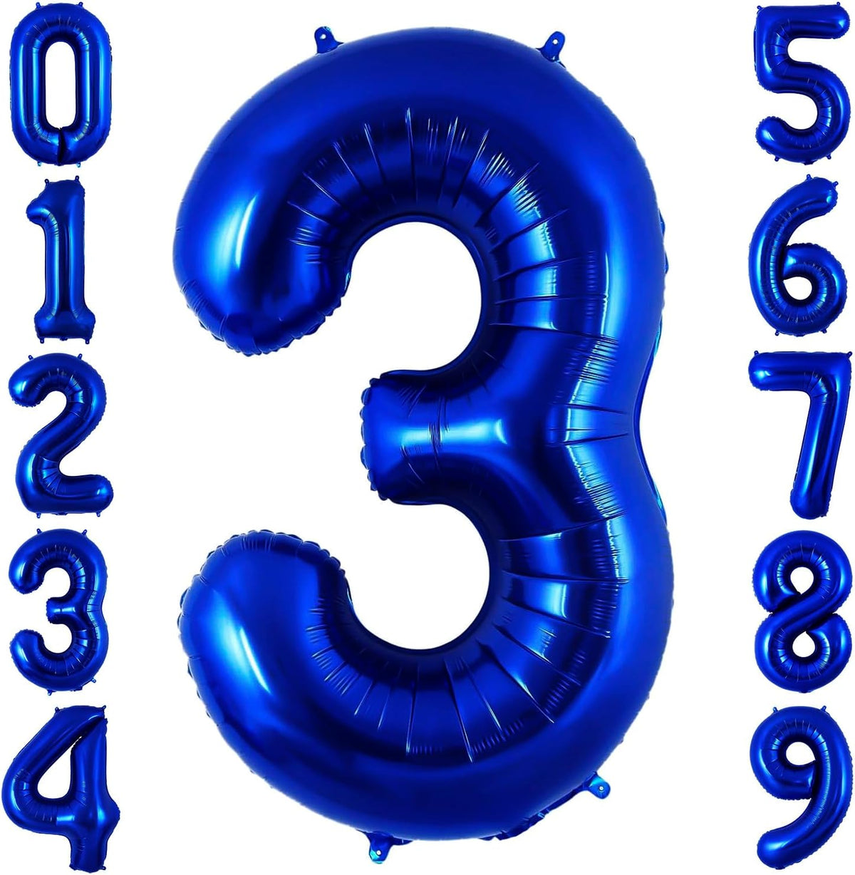 Navy Blue 3 Balloon Number,40 Inch Number 3 Balloon Big Dark Blue 3 Foil Mylar Helium Balloon for
