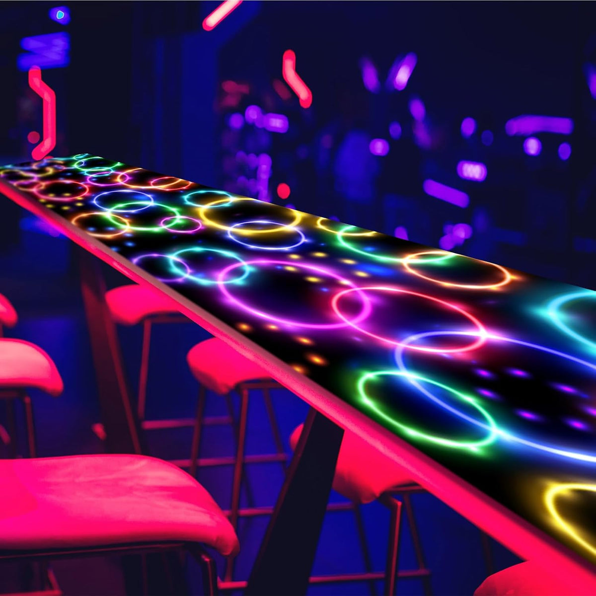 Haull 236 x 39 Inch Neon Light up Dance Floor Glow in The Dark Floor Runner Neon Party Decorations