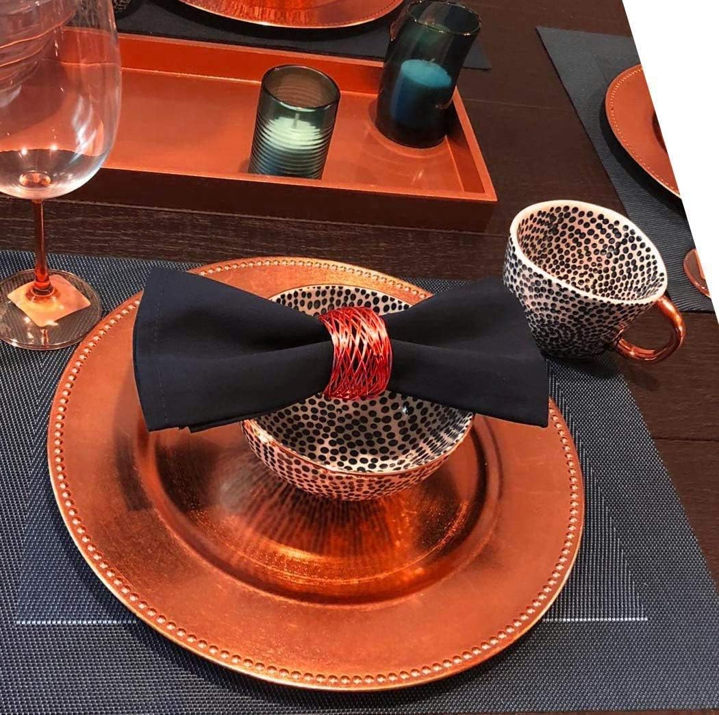 Handmade Round Red Mesh Napkin Rings Set of 12 Holder for Dinning Table Parties Everyday, Dia: 2