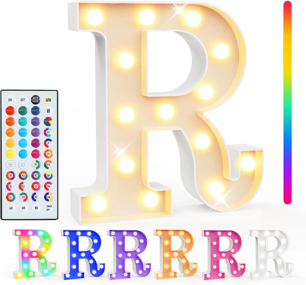 Pooqla Colorful Light Up Letters with Remote, Upgraded 35 Colors LED Marquee Letters, RGB Lighted