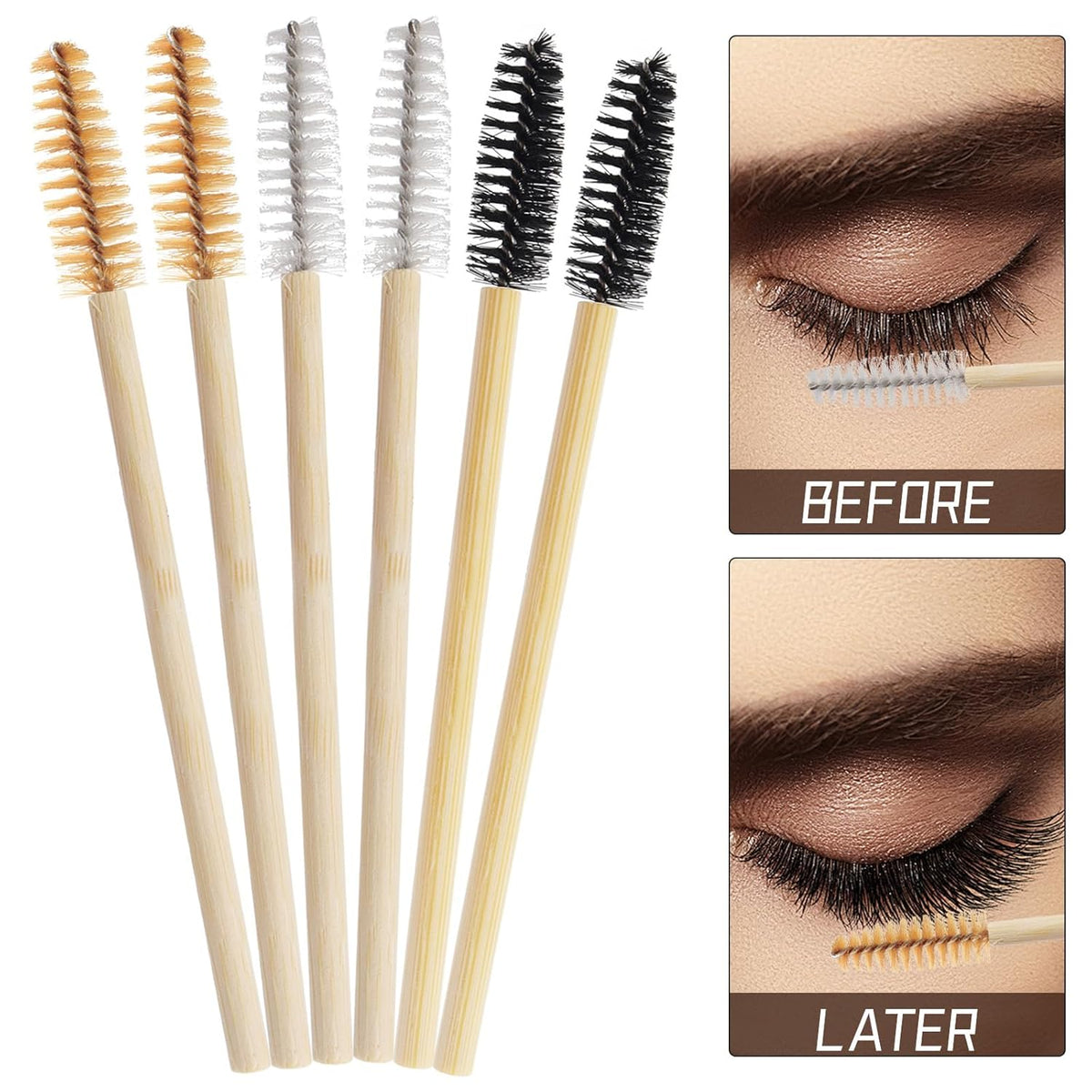 300PCS Disposable Mascara Wands Spoolie Brush Crystal Eyebrow Brushes Eyelash Extension Applicator