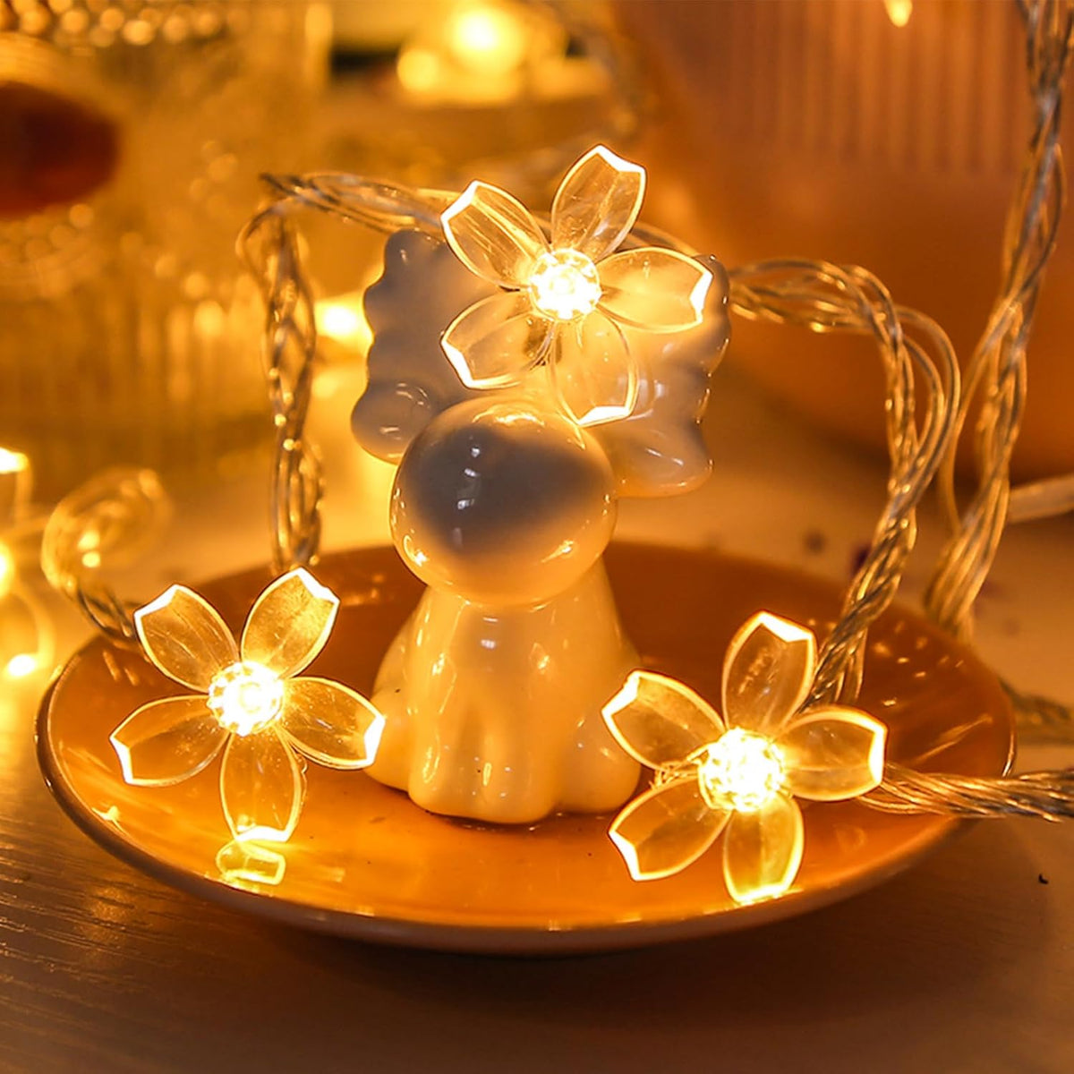 Decorative Flower String Lights for Bedroom, Battery Operated & USB Plug in 10 FT 30 LED Cute Fairy