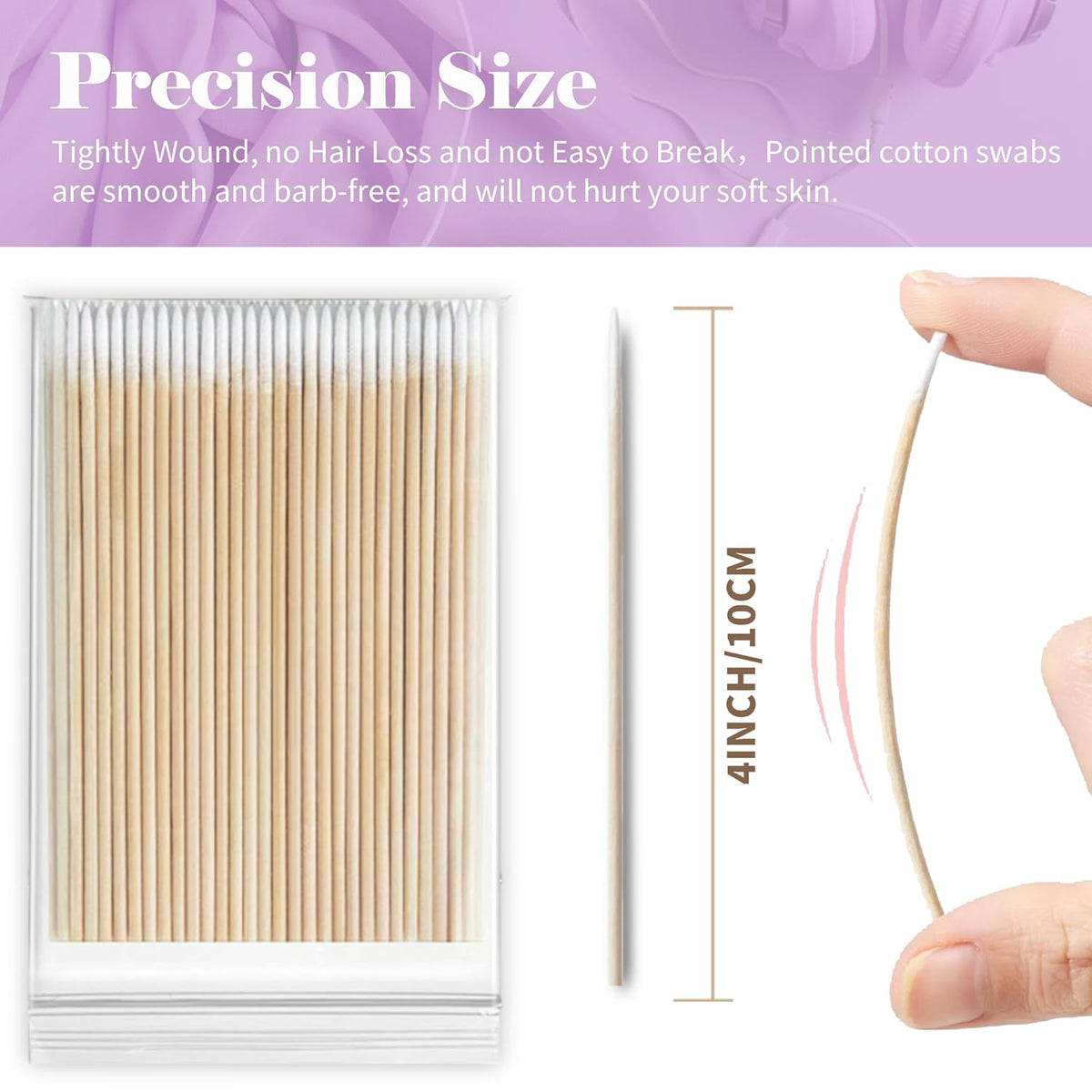 1000PCS Pointed Cotton Swabs - Precision Tip Cotton Swabs - 4 Inch Microblading Cotton Swabs