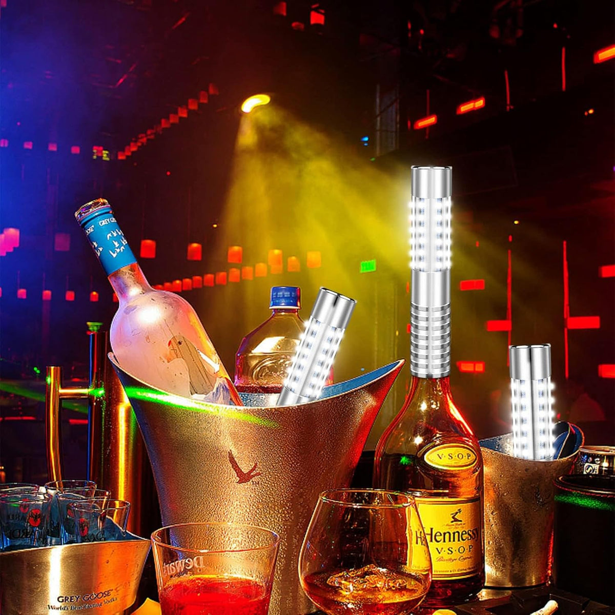 6 PCS Strobe Baton Light Bottle Service Lights Sparklers Reusable Champagne Bottles Handheld Light
