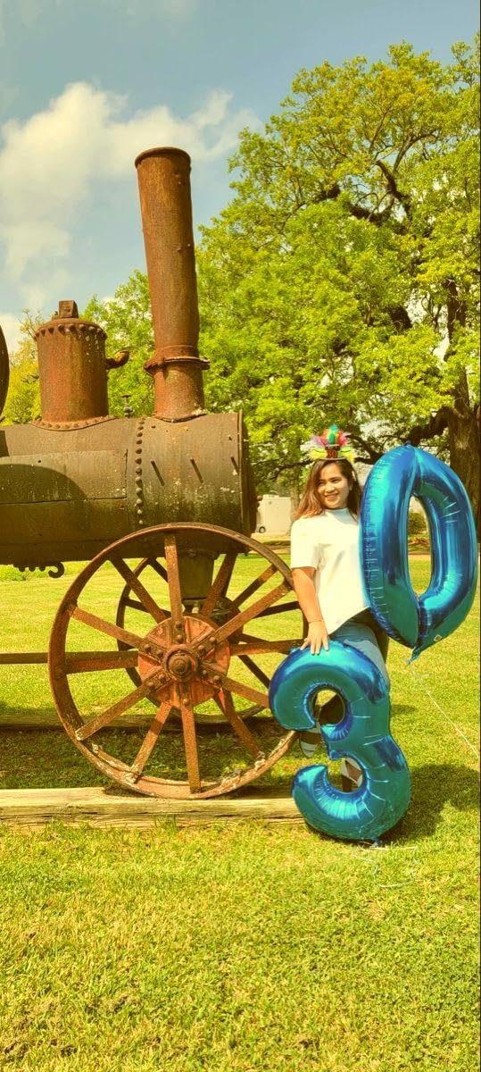 Large 40 Inch Blue 3 Number Balloon, 3 13 23 30 33 36 38 Blue Birthday Party Decorations, Numbers