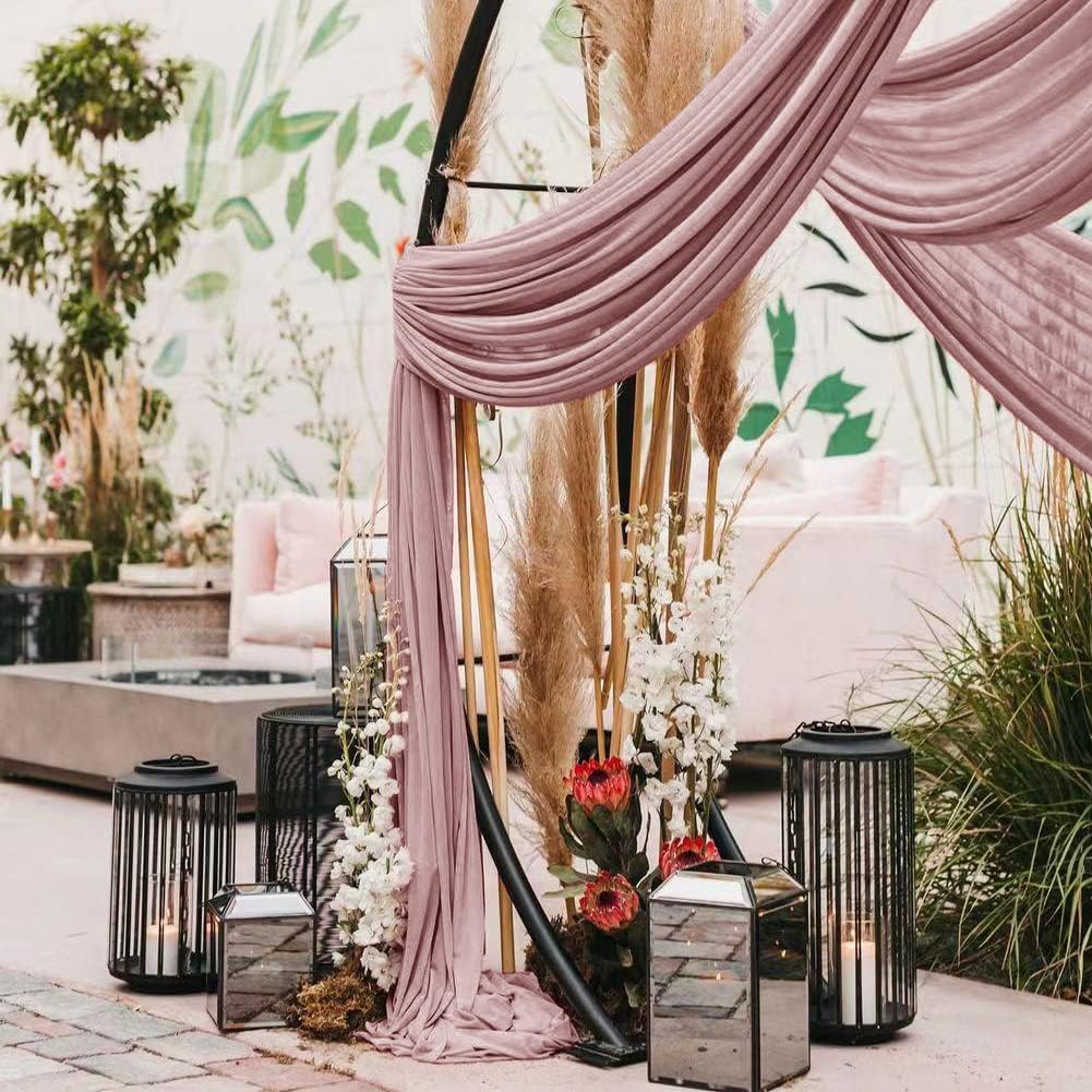 Wedding Arch Draping Fabric 2 Panels 30'' x 18FT Dusty Rose Sheer Chiffon Arch Drapery for Photo