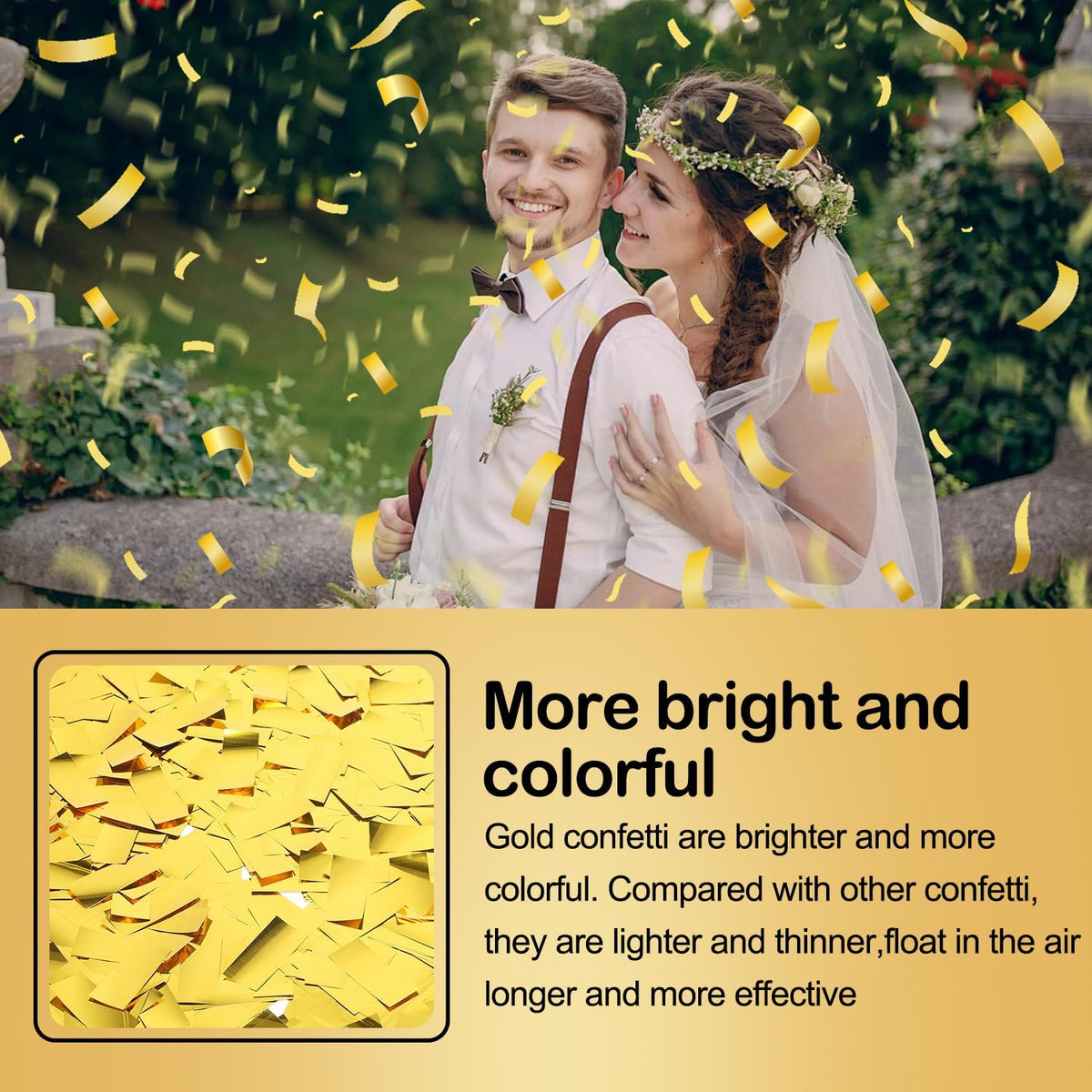 6 Pack Gold Confetti Cannon, Confetti Poppers,12 Inch Party Poppers Shooters for Birthdays