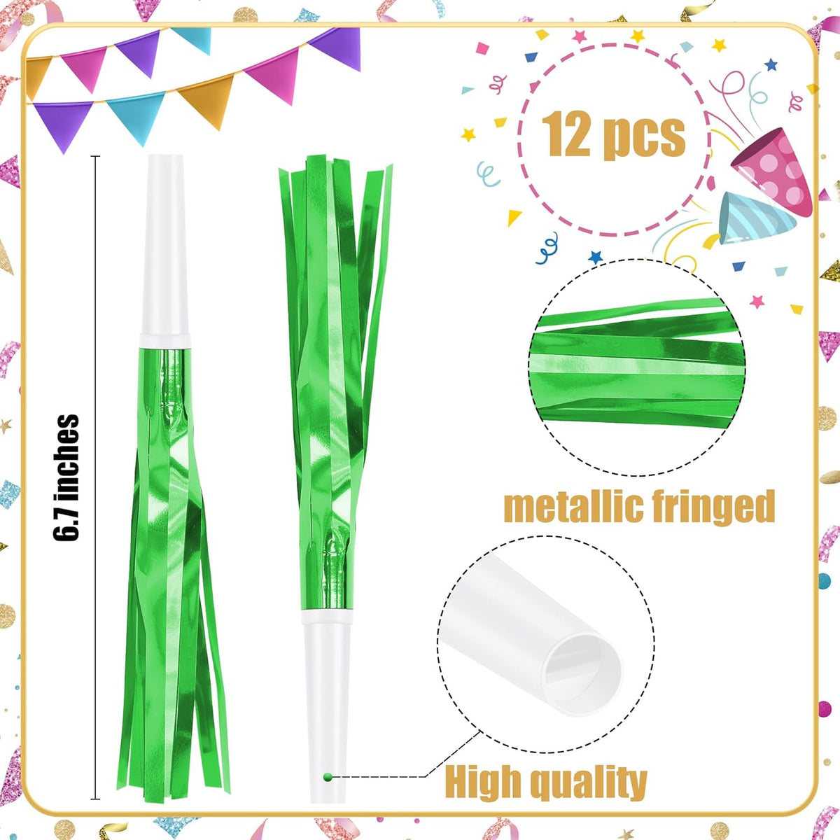 12 Pcs Glitter Noise Makers Metallic Fringed Party Blower for Adults Birthday Graduation New Years